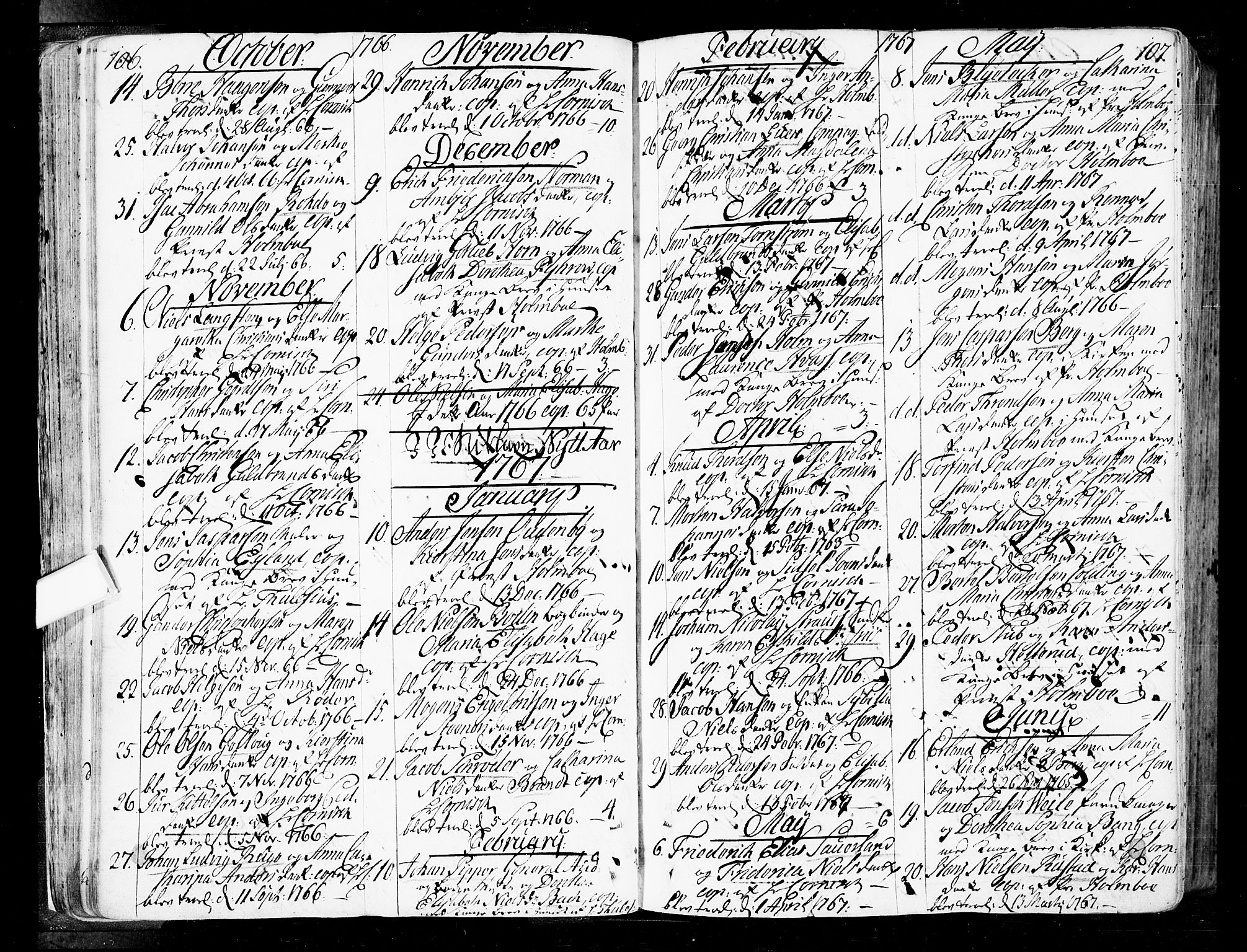 Oslo domkirke Kirkebøker, SAO/A-10752/F/Fa/L0004: Ministerialbok nr. 4, 1743-1786, s. 106-107