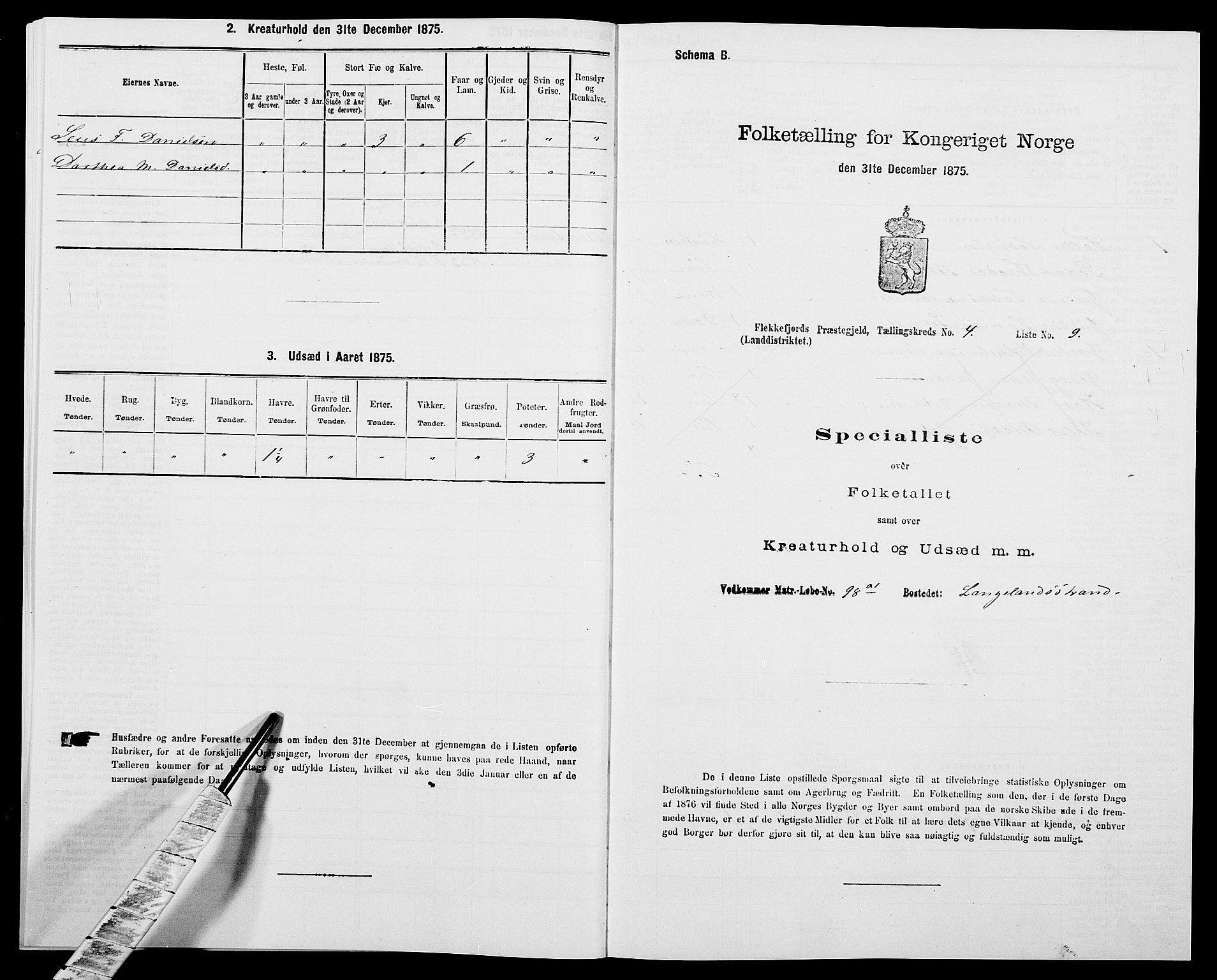 SAK, Folketelling 1875 for 1042L Flekkefjord prestegjeld, Nes sokn og Hidra sokn, 1875, s. 550