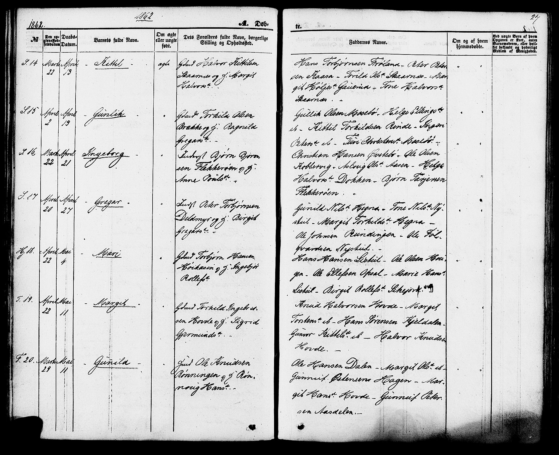 Hjartdal kirkebøker, AV/SAKO-A-270/F/Fa/L0009: Ministerialbok nr. I 9, 1860-1879, s. 27