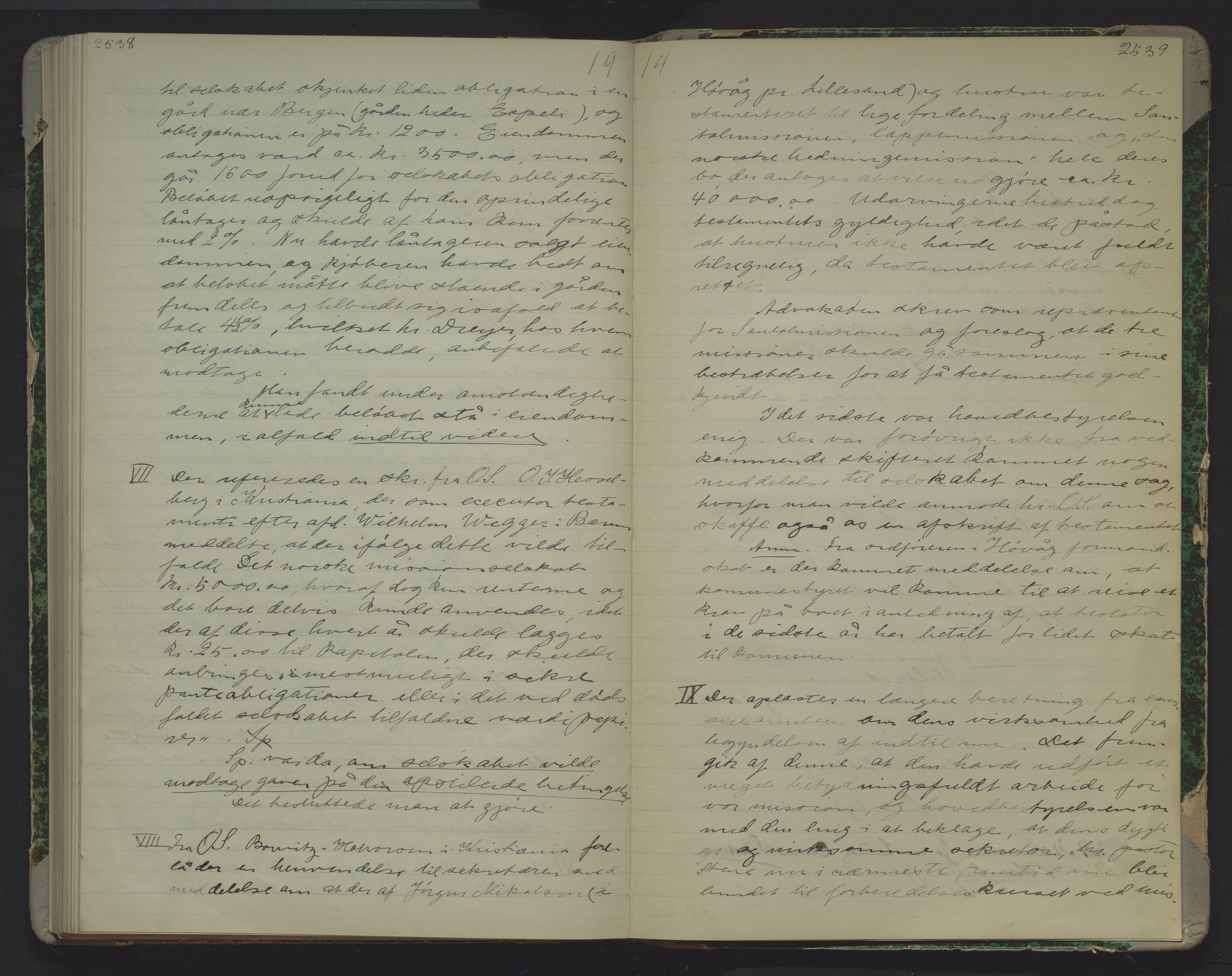 Det Norske Misjonsselskap - hovedadministrasjonen, VID/MA-A-1045/D/Da/Daa/L0020: Styreprotokoll nr. XIV, 5. februar 1912 - 26. januar 1914, 1912-1914, s. 2538-2539