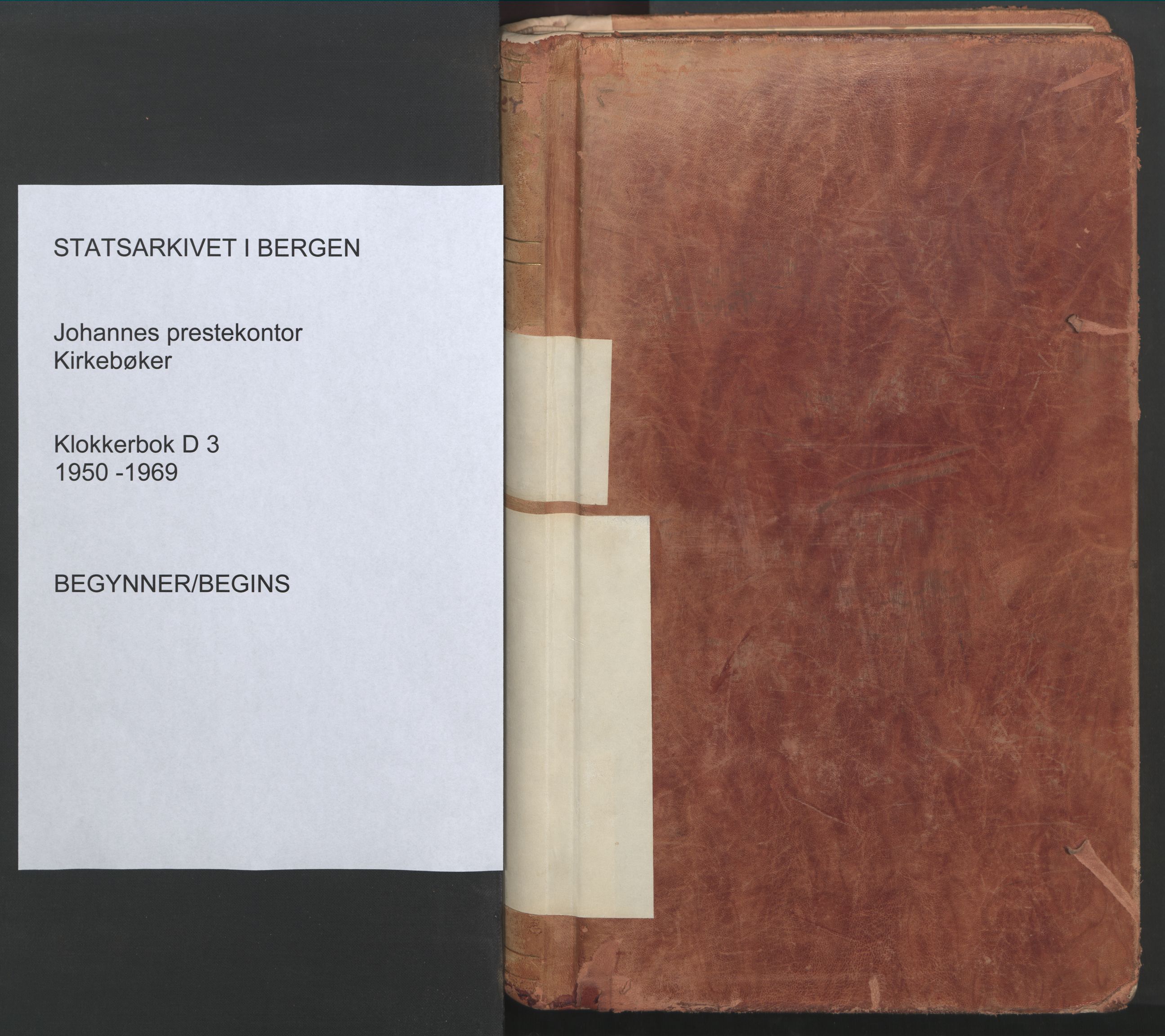 Johanneskirken Sokneprestembete, SAB/A-76001/H/Hab: Klokkerbok nr. D 3, 1950-1969
