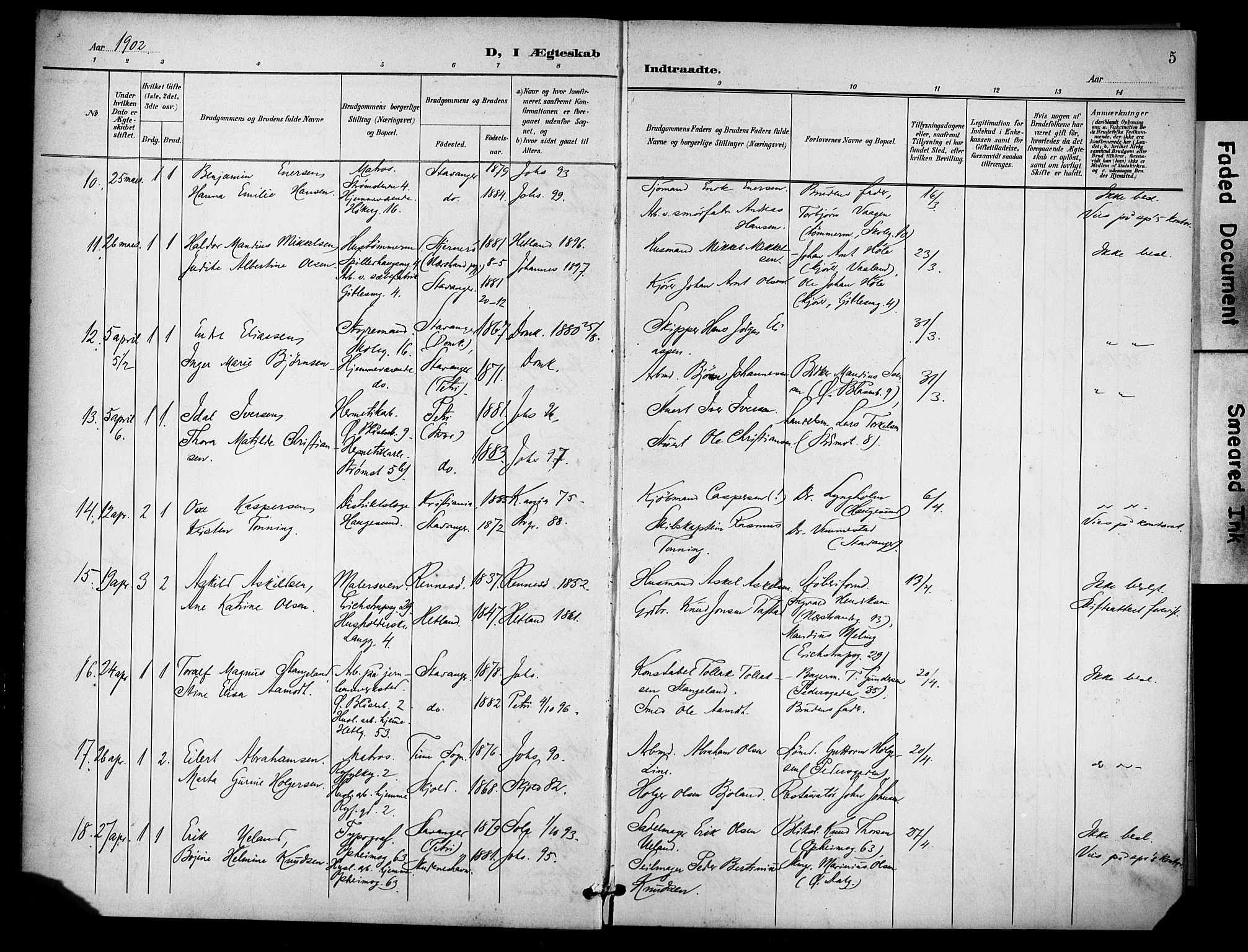 St. Johannes sokneprestkontor, AV/SAST-A-101814/001/30/30BB/L0005: Klokkerbok nr. B 5, 1901-1917, s. 5