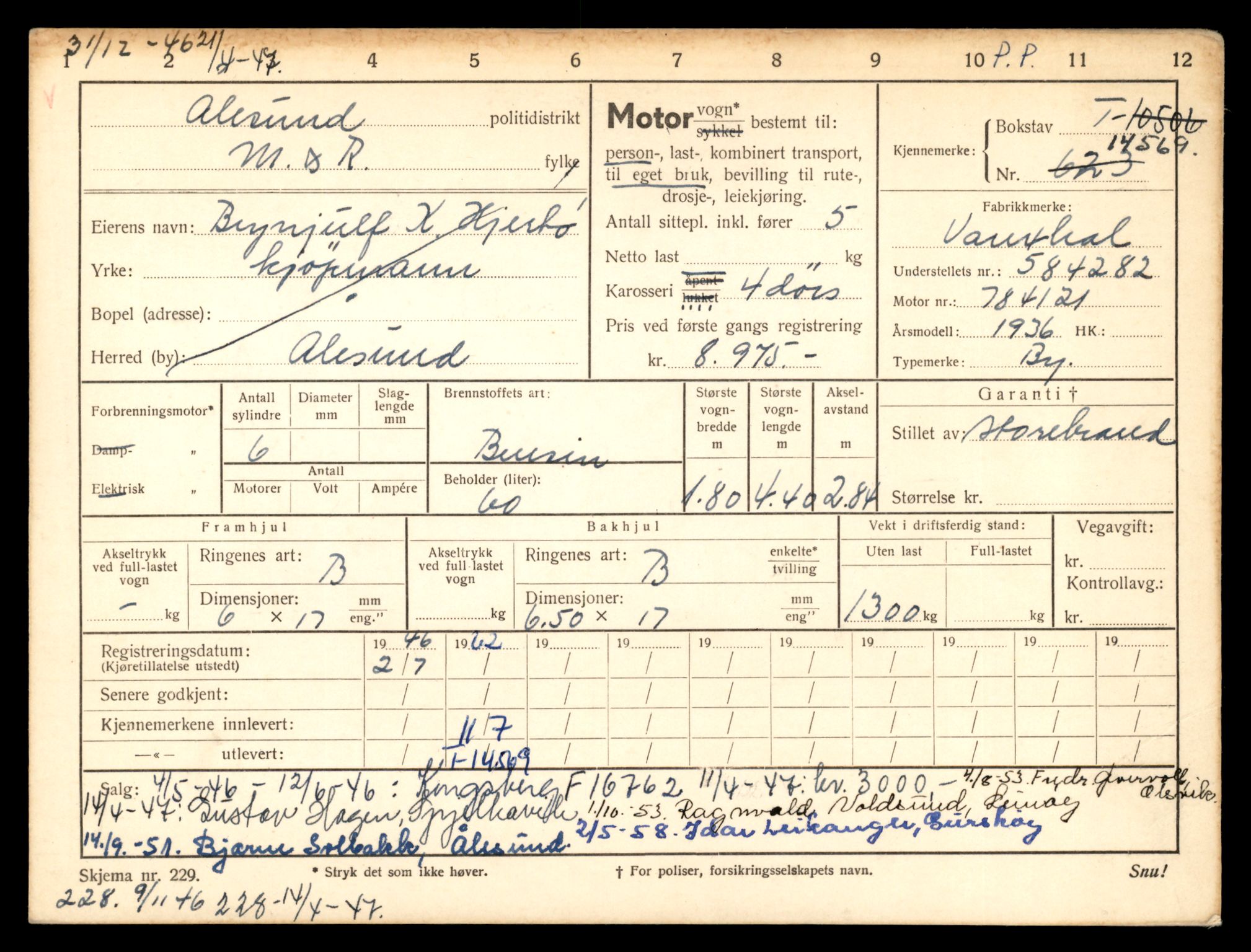 Møre og Romsdal vegkontor - Ålesund trafikkstasjon, AV/SAT-A-4099/F/Fe/L0046: Registreringskort for kjøretøy T 14445 - T 14579, 1927-1998