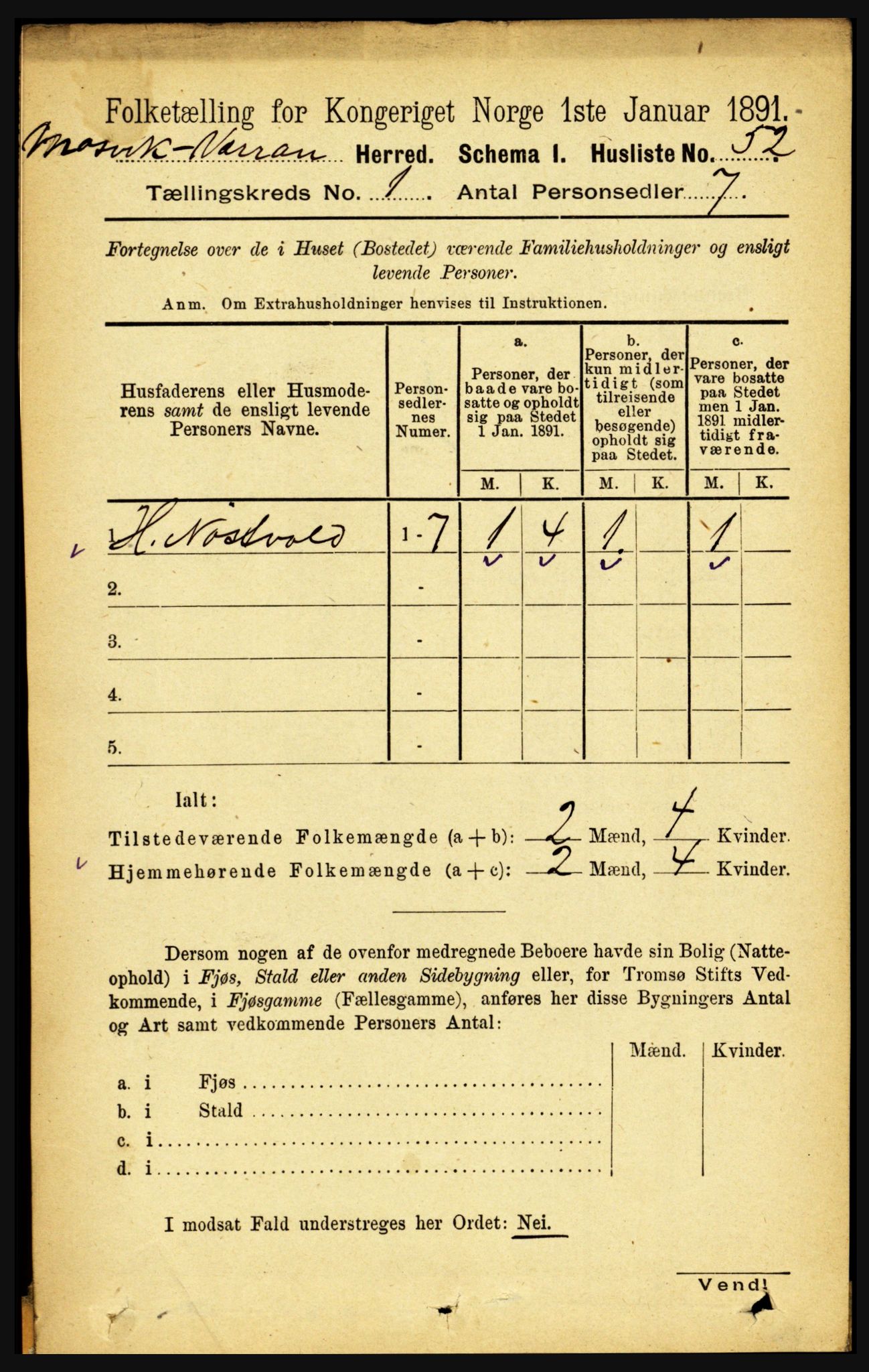 RA, Folketelling 1891 for 1723 Mosvik og Verran herred, 1891, s. 76