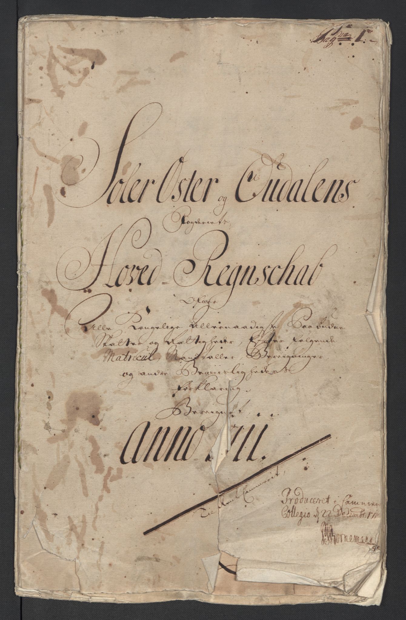 Rentekammeret inntil 1814, Reviderte regnskaper, Fogderegnskap, AV/RA-EA-4092/R13/L0848: Fogderegnskap Solør, Odal og Østerdal, 1711, s. 3