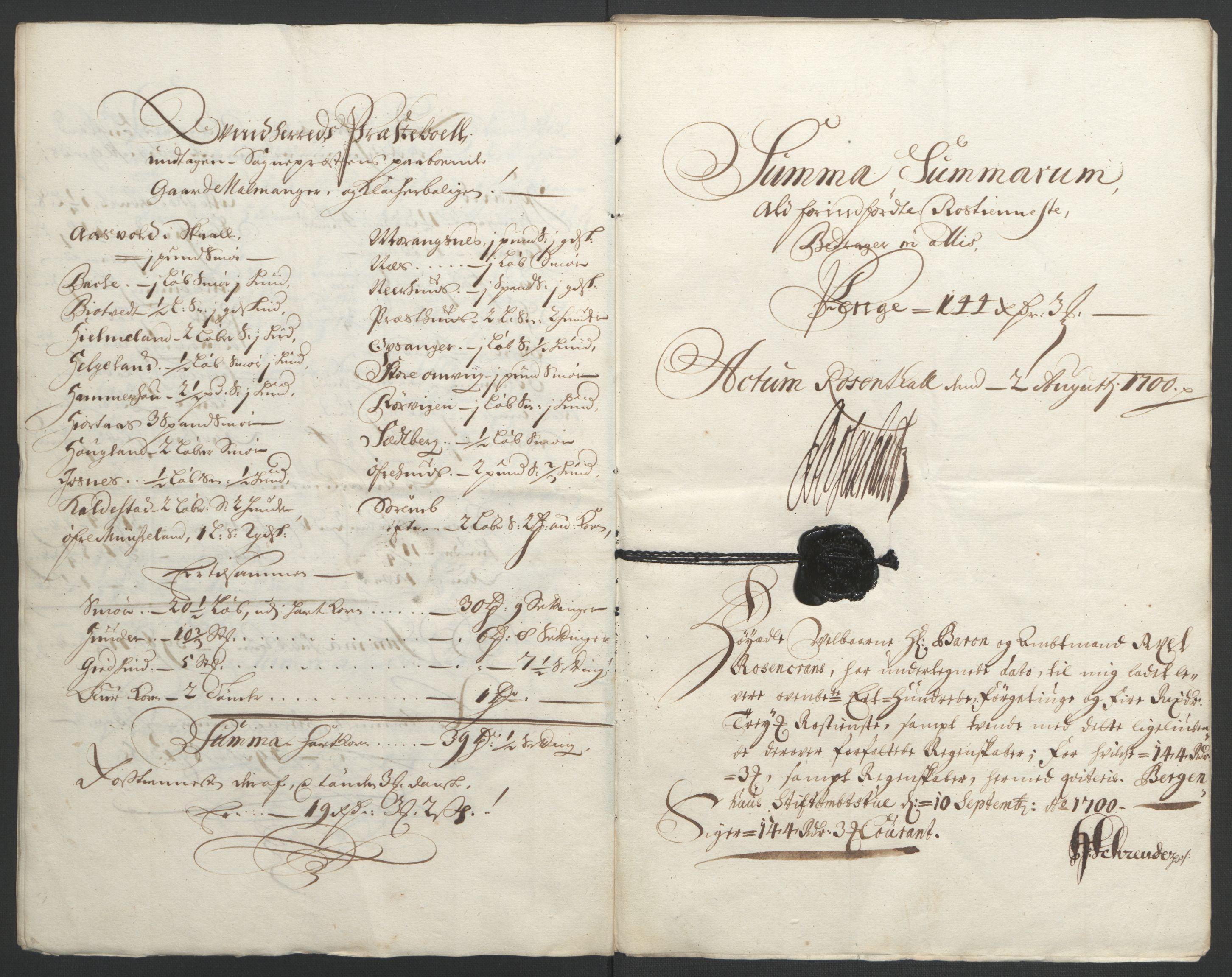 Rentekammeret inntil 1814, Reviderte regnskaper, Fogderegnskap, AV/RA-EA-4092/R49/L3138: Fogderegnskap Rosendal Baroni, 1691-1714, s. 108