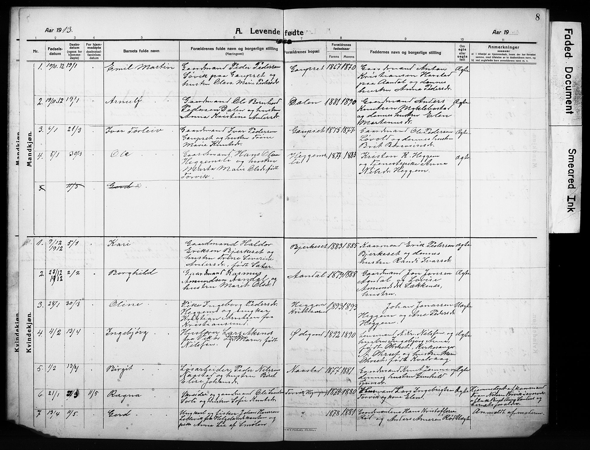 Ministerialprotokoller, klokkerbøker og fødselsregistre - Møre og Romsdal, AV/SAT-A-1454/584/L0970: Klokkerbok nr. 584C03, 1912-1932, s. 8