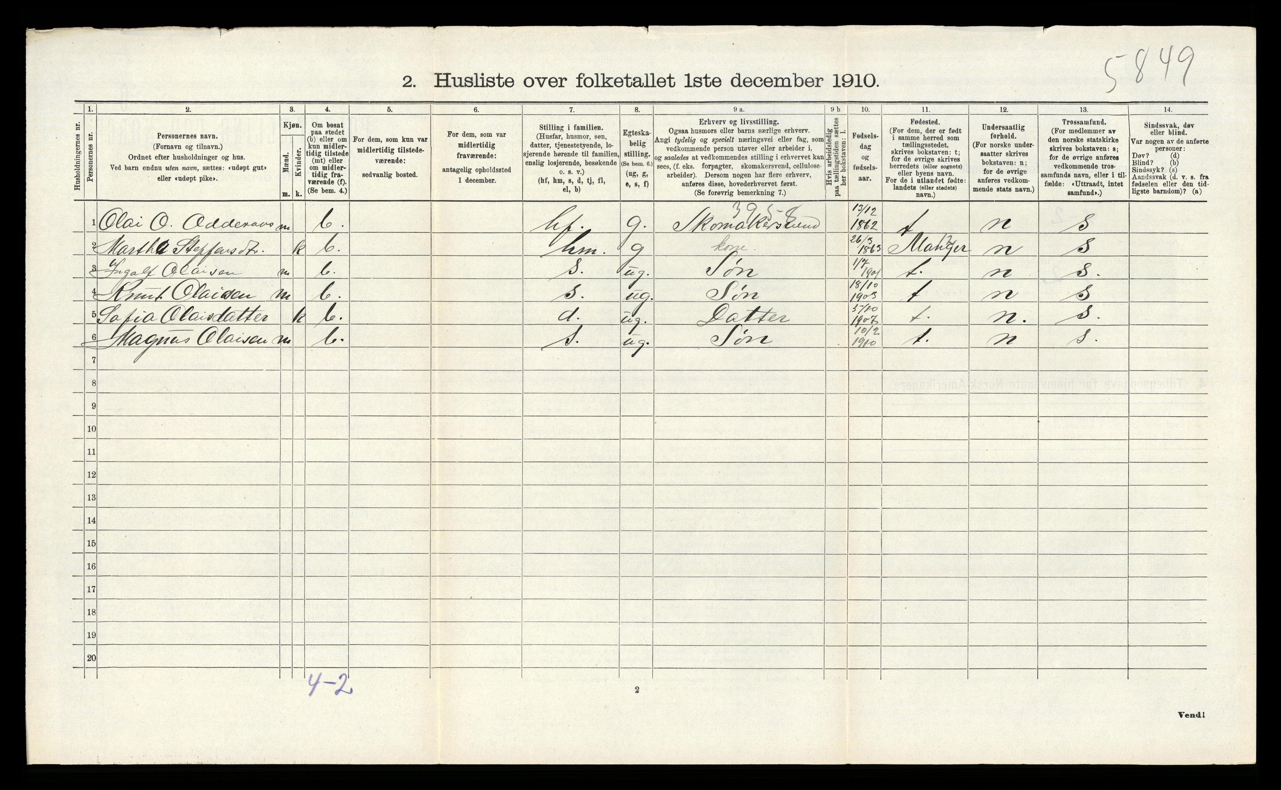 RA, Folketelling 1910 for 1257 Alversund herred, 1910, s. 893