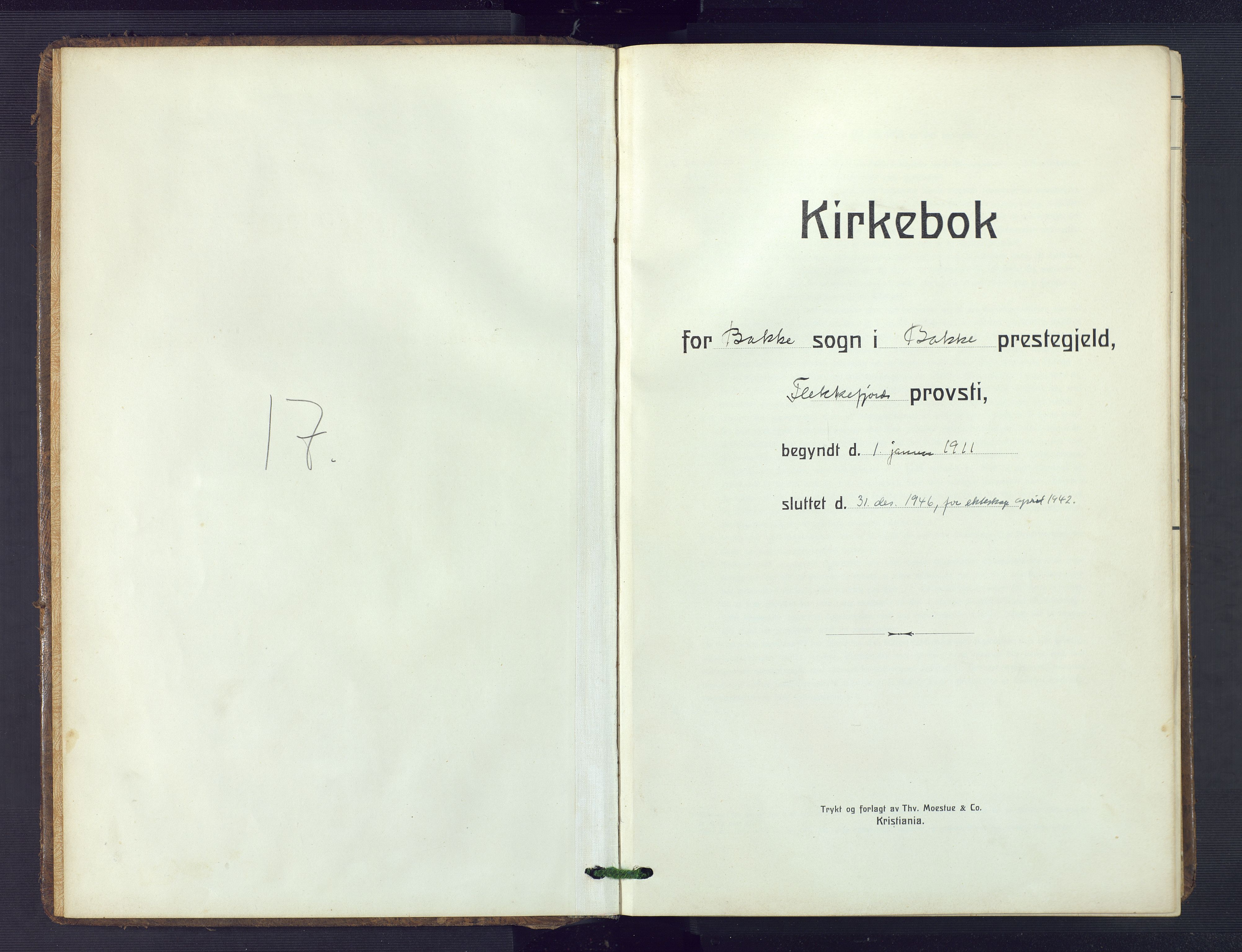 Bakke sokneprestkontor, AV/SAK-1111-0002/F/Fb/Fba/L0004: Klokkerbok nr. B 4, 1911-1946