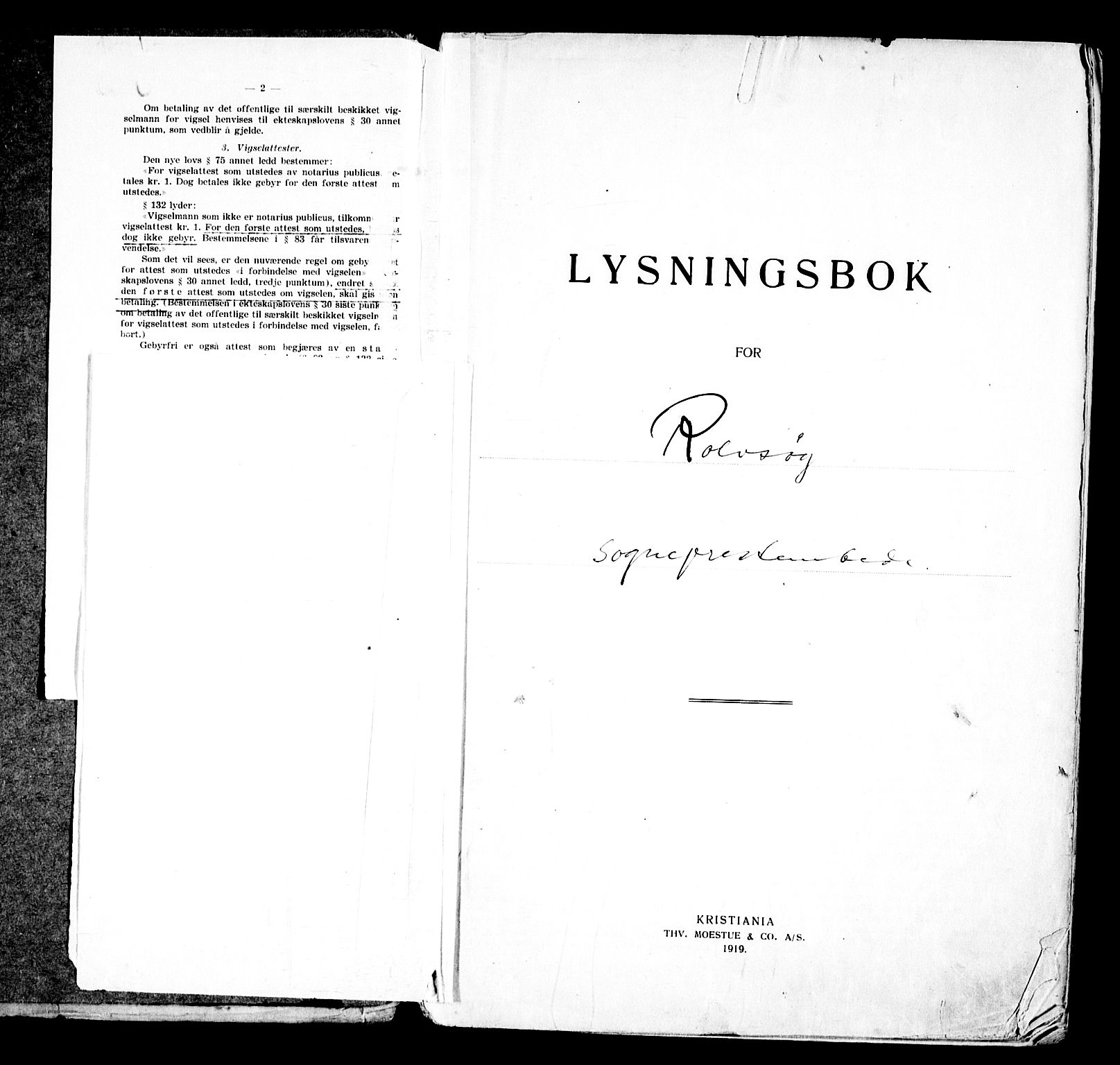 Rolvsøy prestekontor Kirkebøker, SAO/A-2004/H/Ha/L0001: Lysningsprotokoll nr. 1, 1919-1962