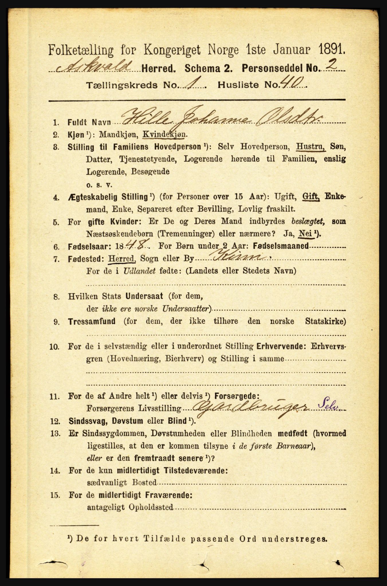 RA, Folketelling 1891 for 1428 Askvoll herred, 1891, s. 325