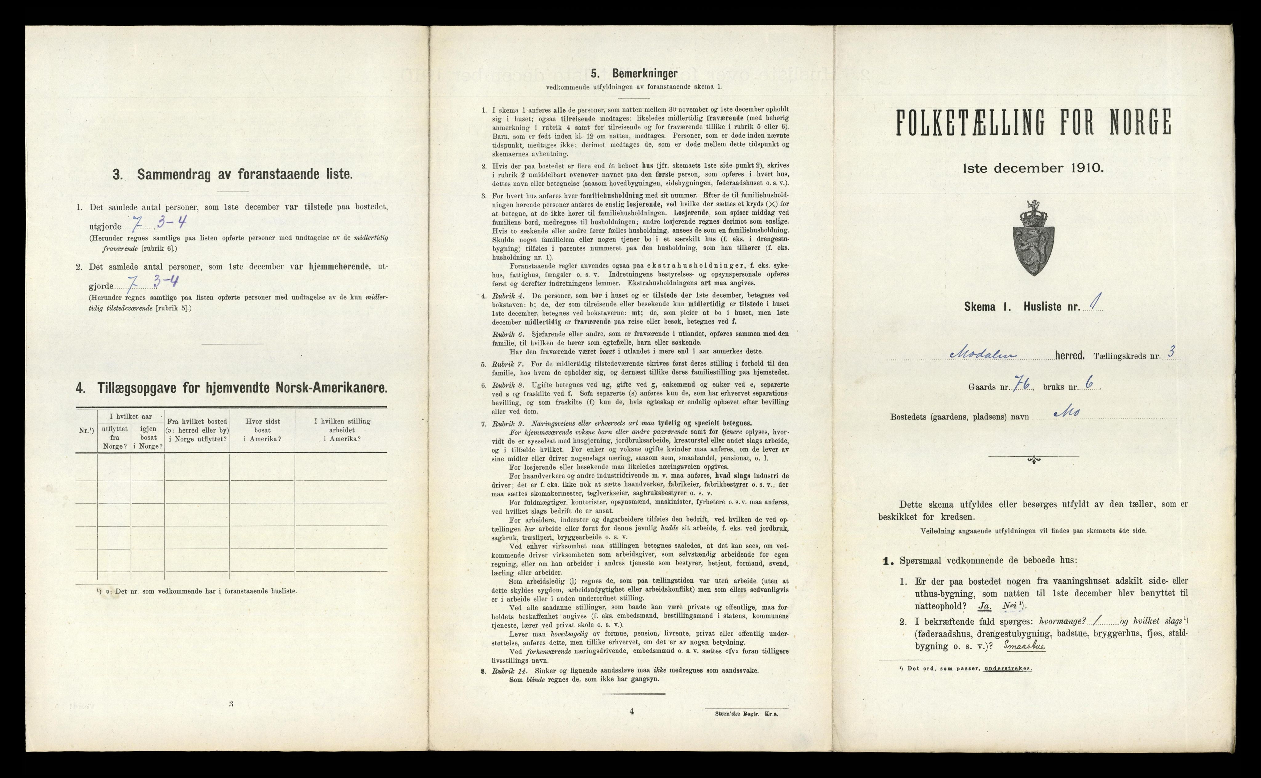 RA, Folketelling 1910 for 1252 Modalen herred, 1910, s. 73