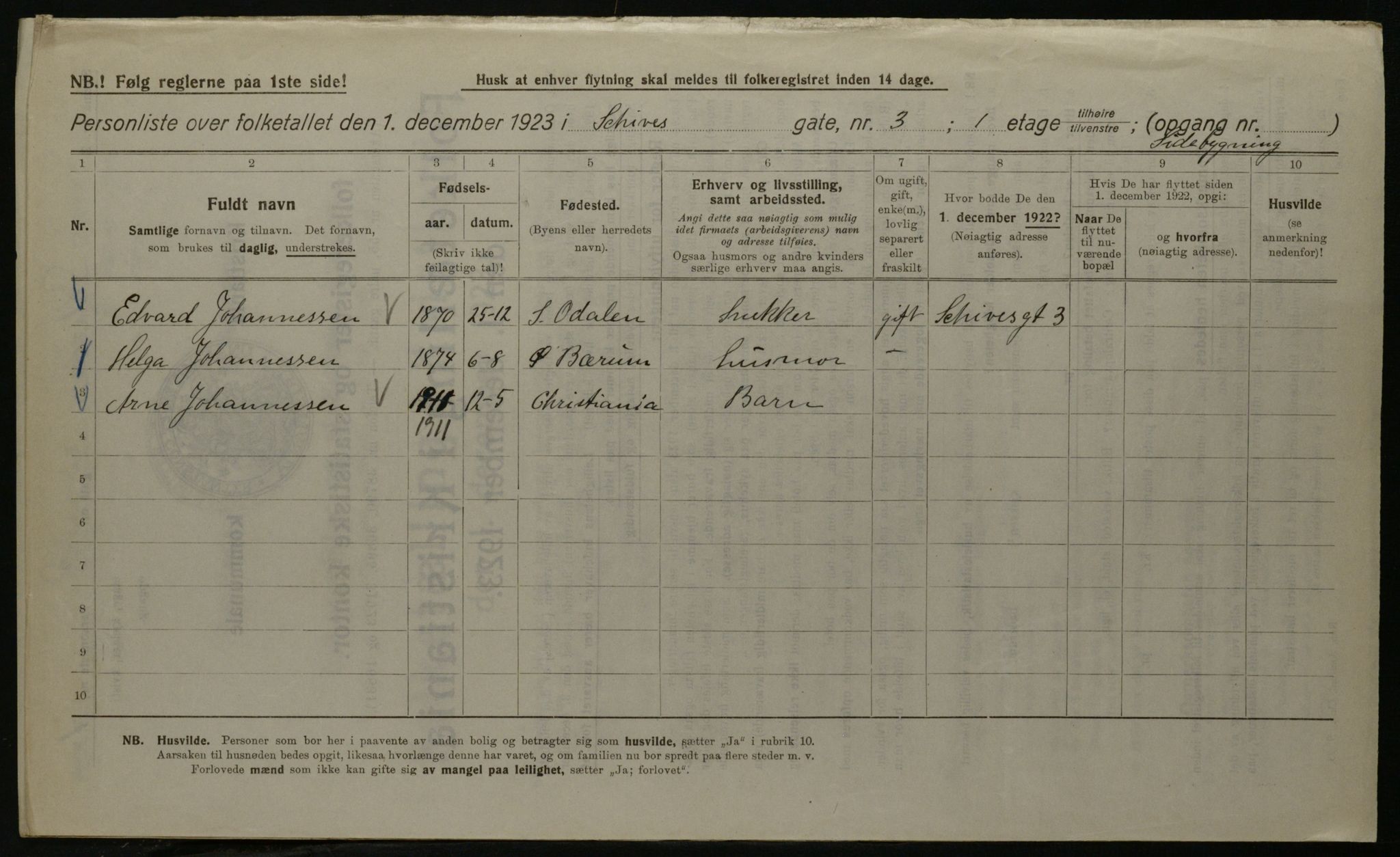 OBA, Kommunal folketelling 1.12.1923 for Kristiania, 1923, s. 99359