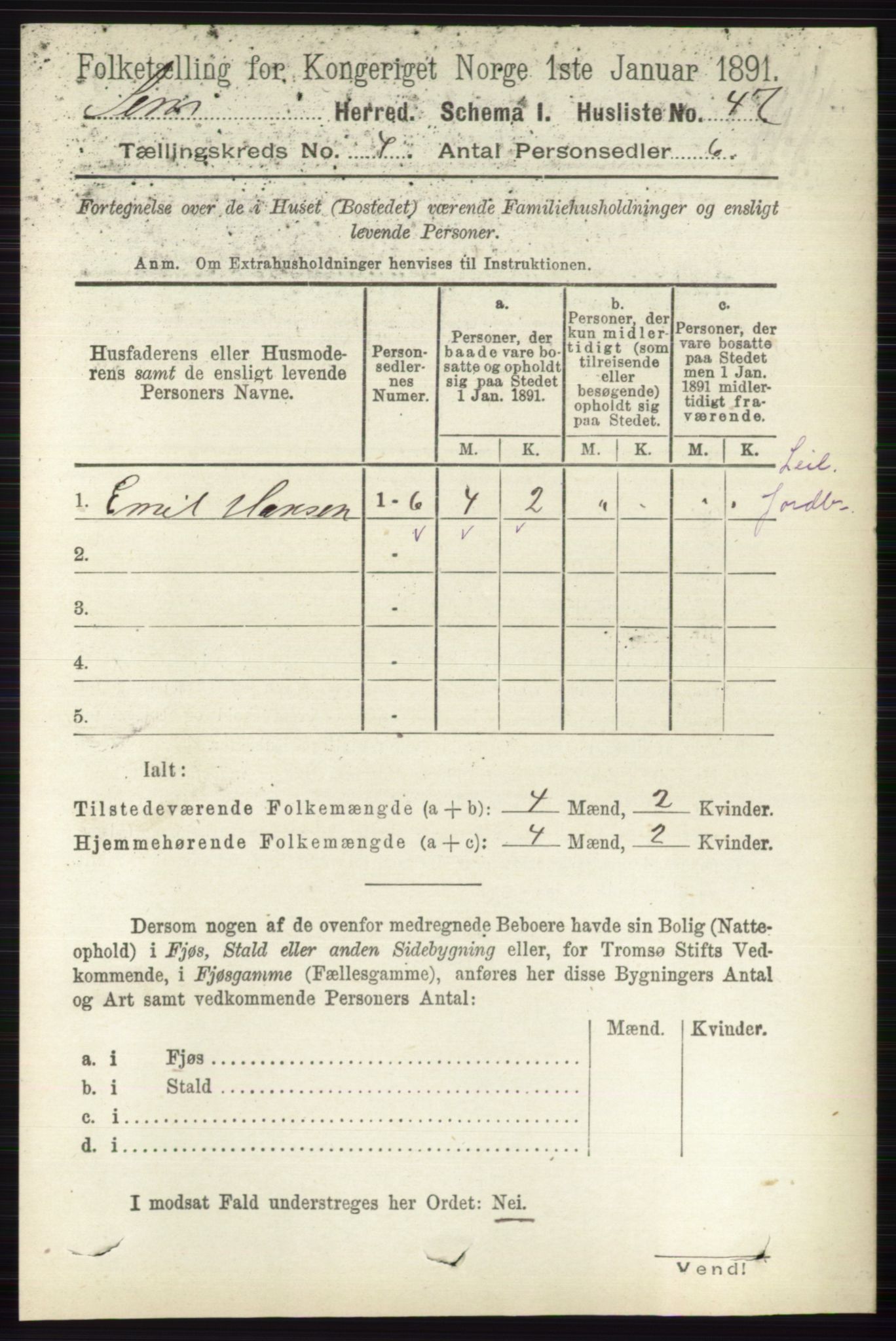 RA, Folketelling 1891 for 0721 Sem herred, 1891, s. 1526