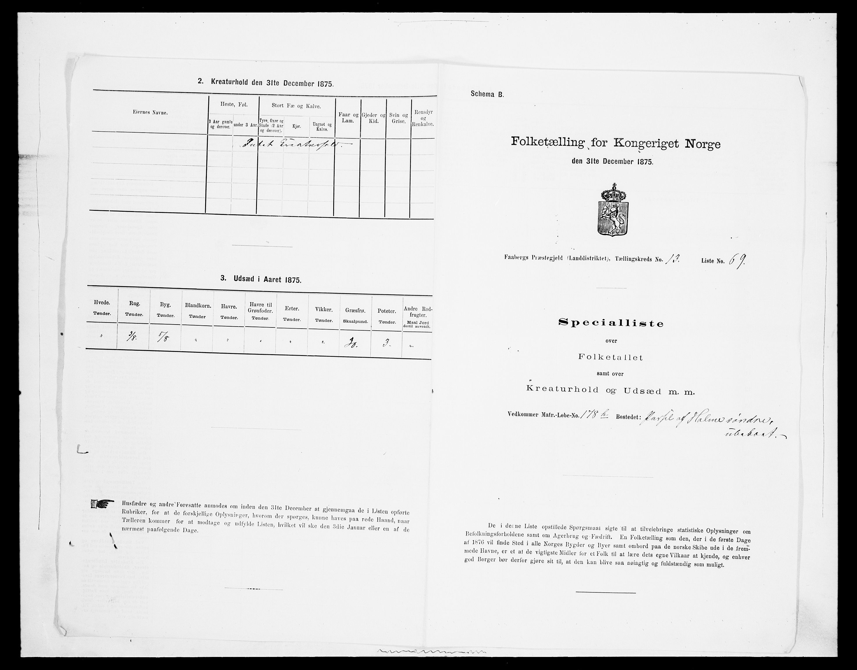 SAH, Folketelling 1875 for 0524L Fåberg prestegjeld, Fåberg sokn og Lillehammer landsokn, 1875, s. 1711