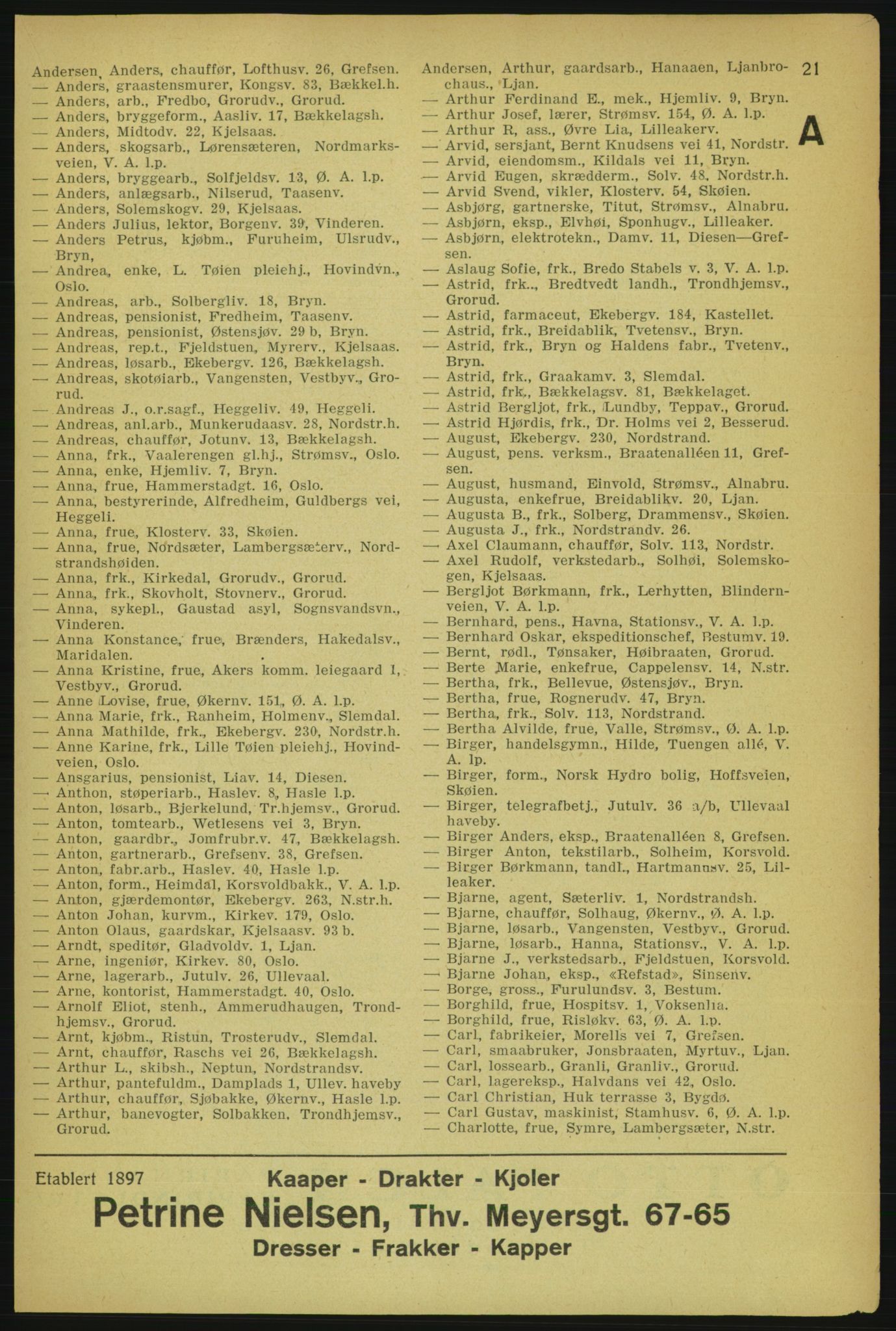 Aker adressebok/adressekalender, PUBL/001/A/004: Aker adressebok, 1929, s. 21