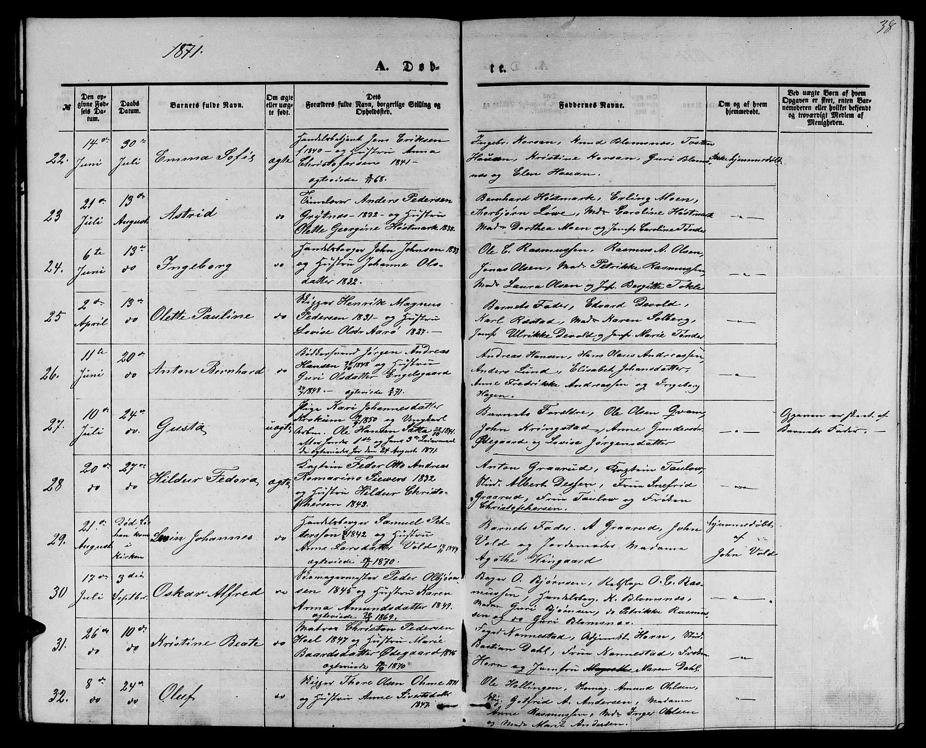 Ministerialprotokoller, klokkerbøker og fødselsregistre - Møre og Romsdal, AV/SAT-A-1454/558/L0701: Klokkerbok nr. 558C02, 1862-1879, s. 38