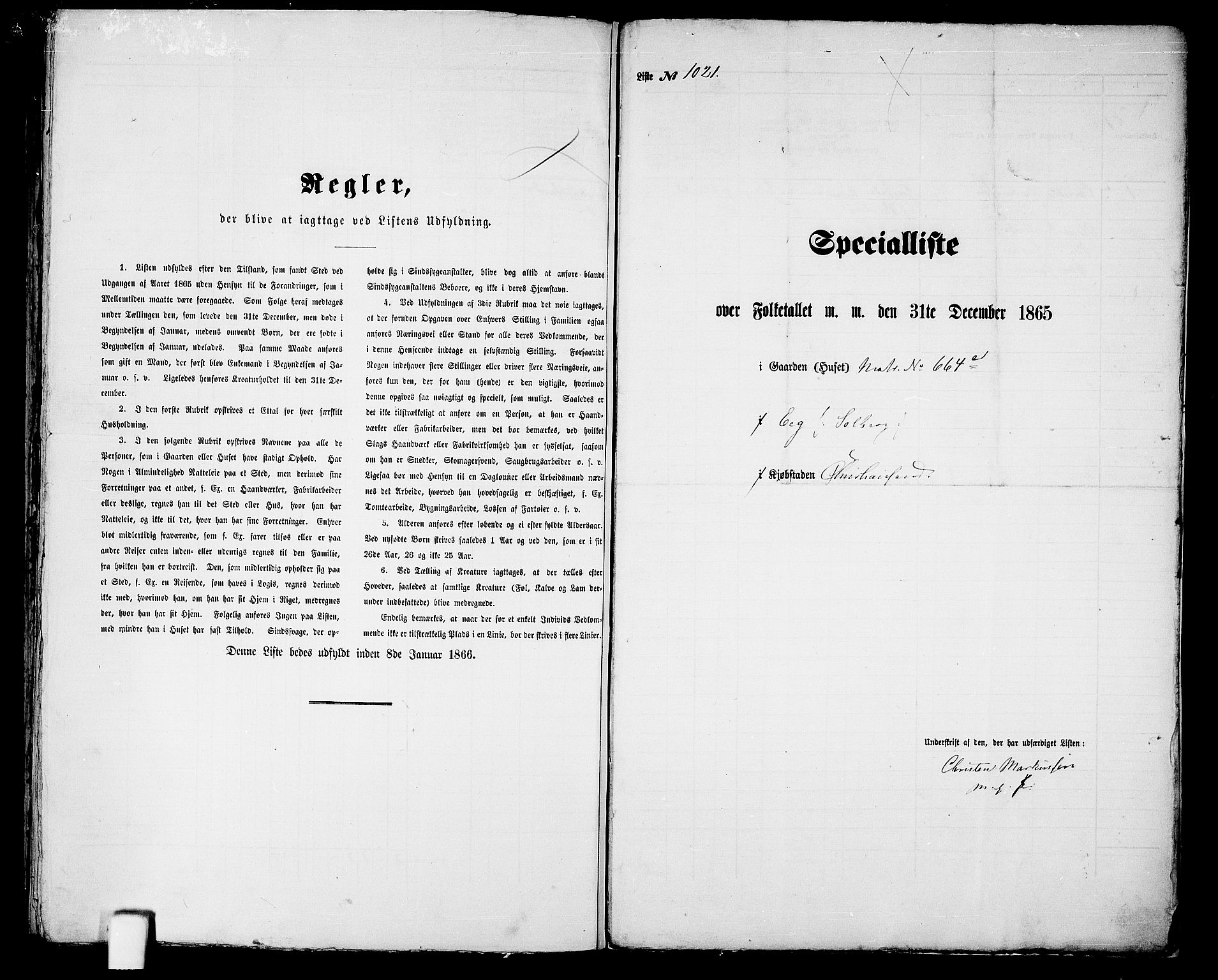 RA, Folketelling 1865 for 1001P Kristiansand prestegjeld, 1865, s. 2073