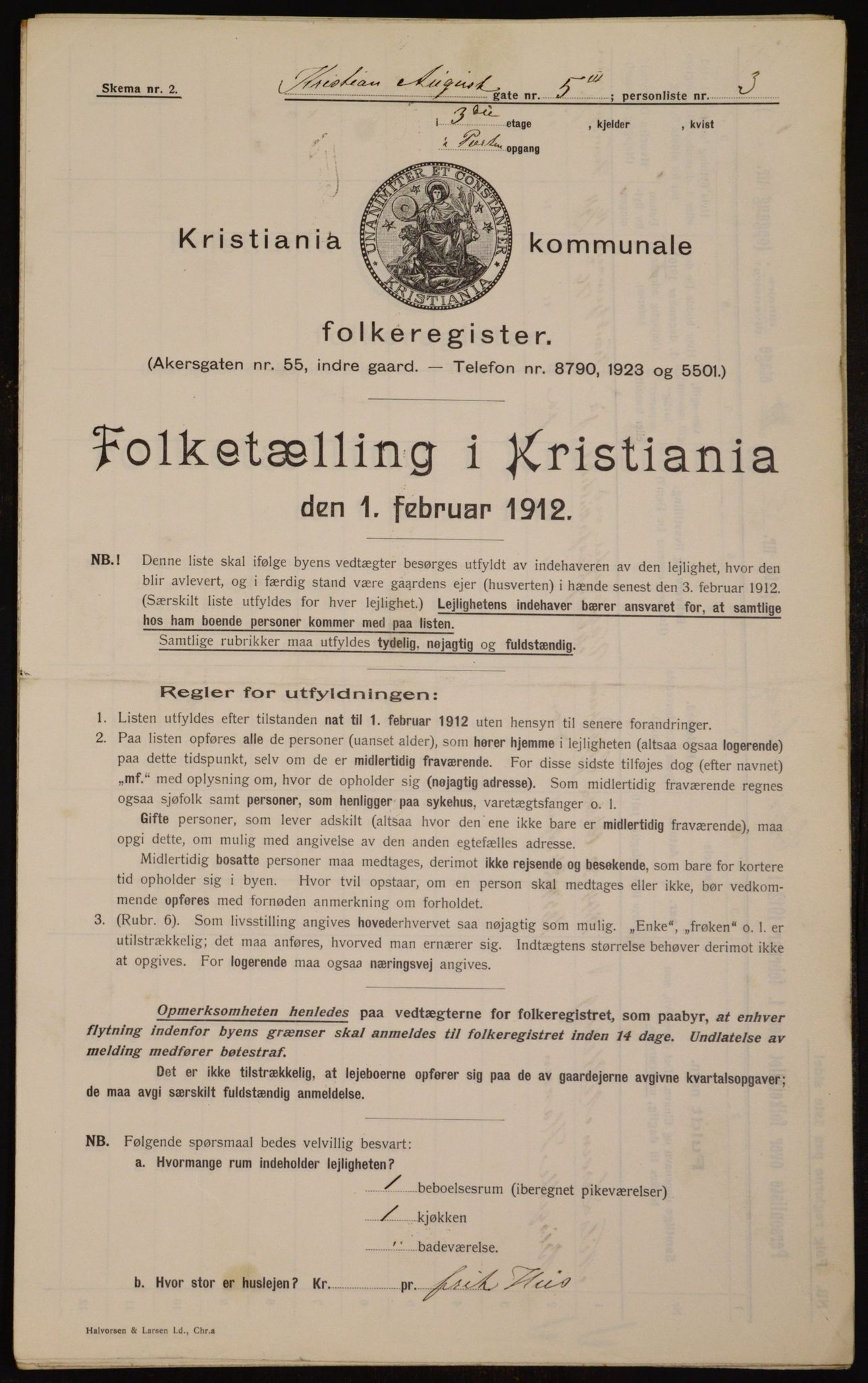 OBA, Kommunal folketelling 1.2.1912 for Kristiania, 1912, s. 54212