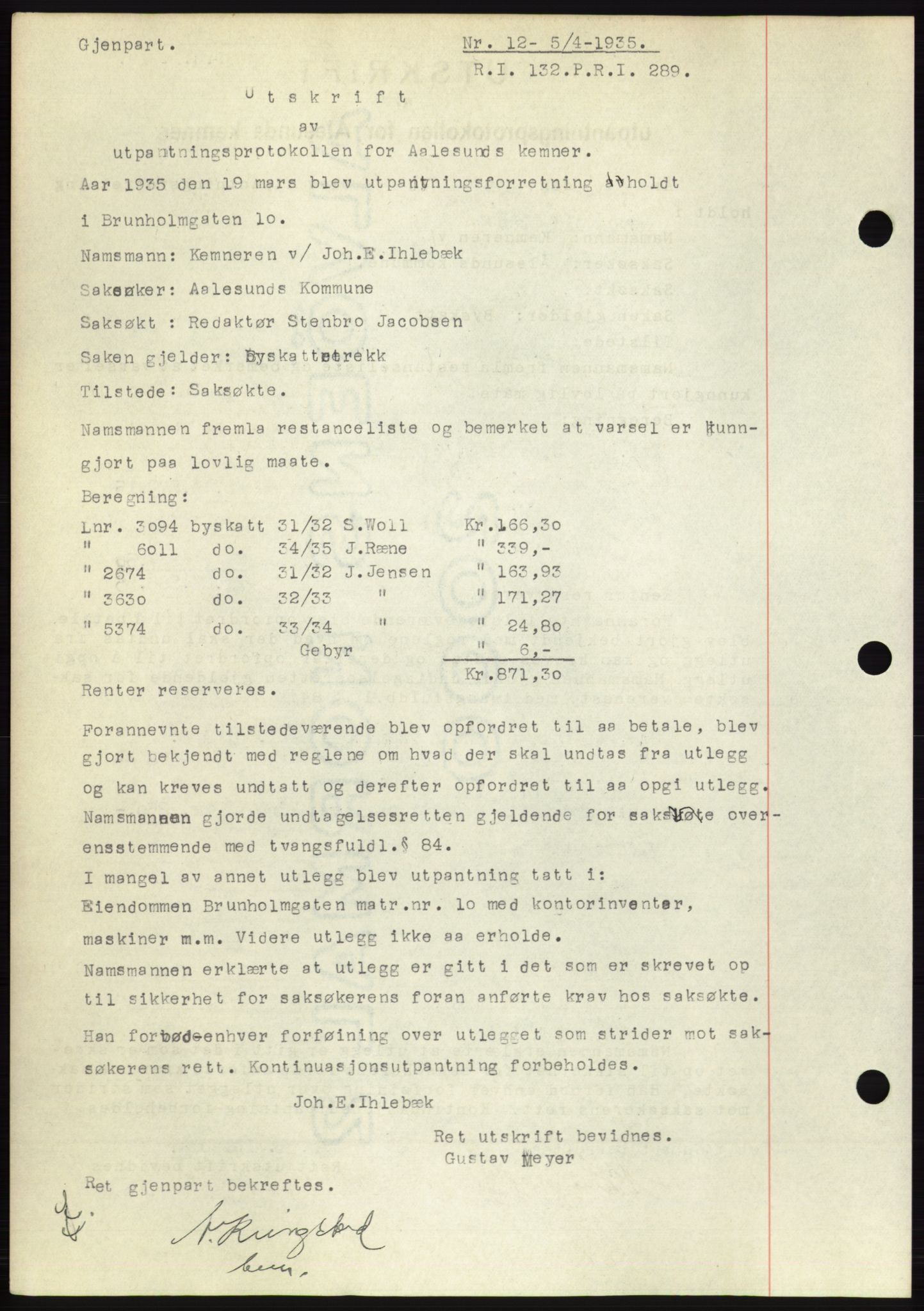 Ålesund byfogd, AV/SAT-A-4384: Pantebok nr. 32, 1934-1935, Tingl.dato: 05.04.1935