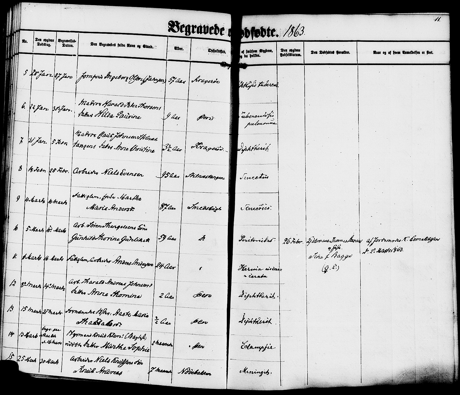 Kragerø kirkebøker, AV/SAKO-A-278/F/Fa/L0010: Ministerialbok nr. 10, 1861-1885, s. 11