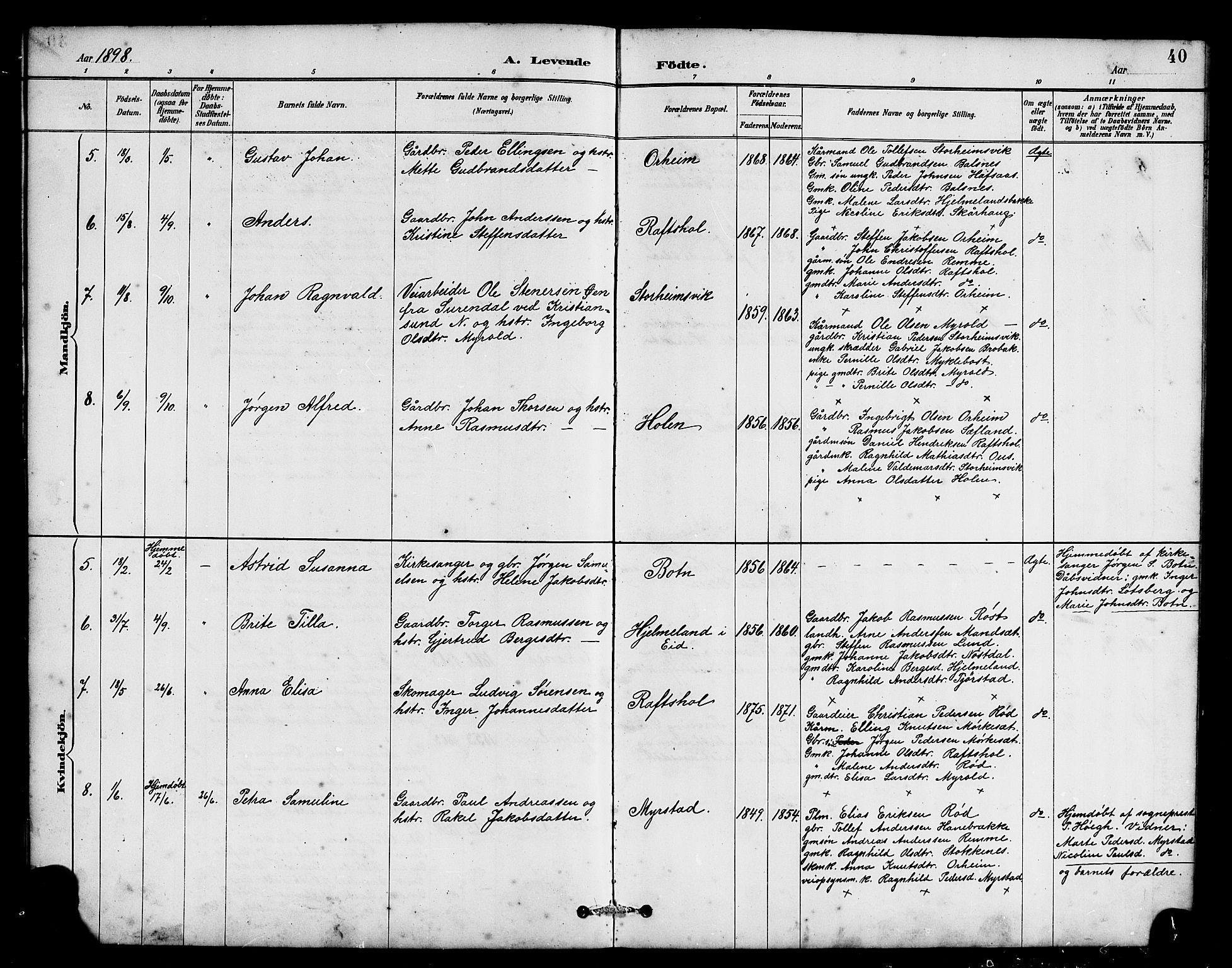 Eid sokneprestembete, AV/SAB-A-82301/H/Hab/Habc/L0002: Klokkerbok nr. C 2, 1887-1906, s. 40