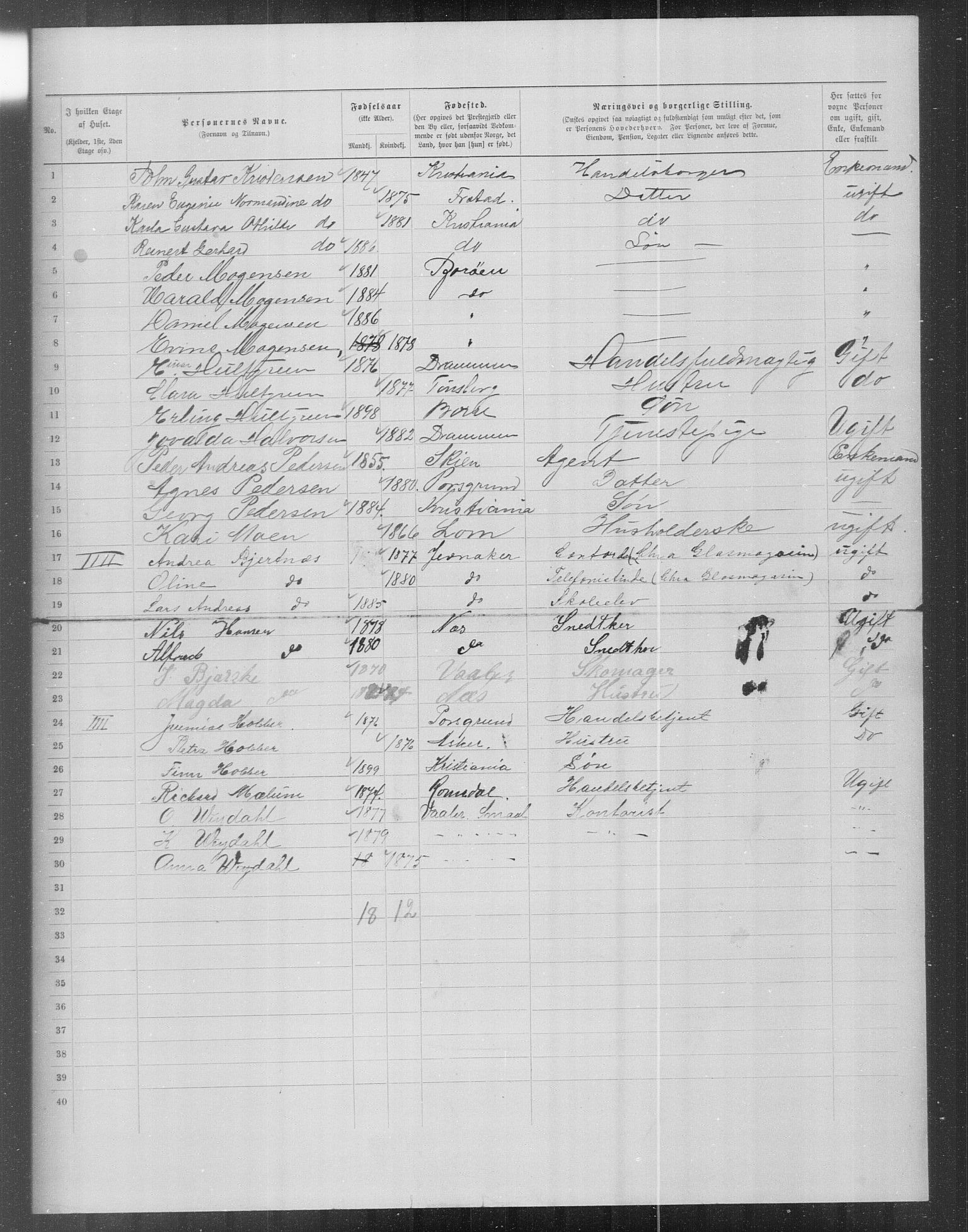 OBA, Kommunal folketelling 31.12.1899 for Kristiania kjøpstad, 1899, s. 16262