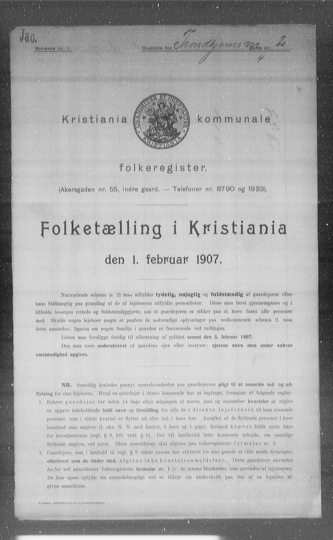 OBA, Kommunal folketelling 1.2.1907 for Kristiania kjøpstad, 1907, s. 58994