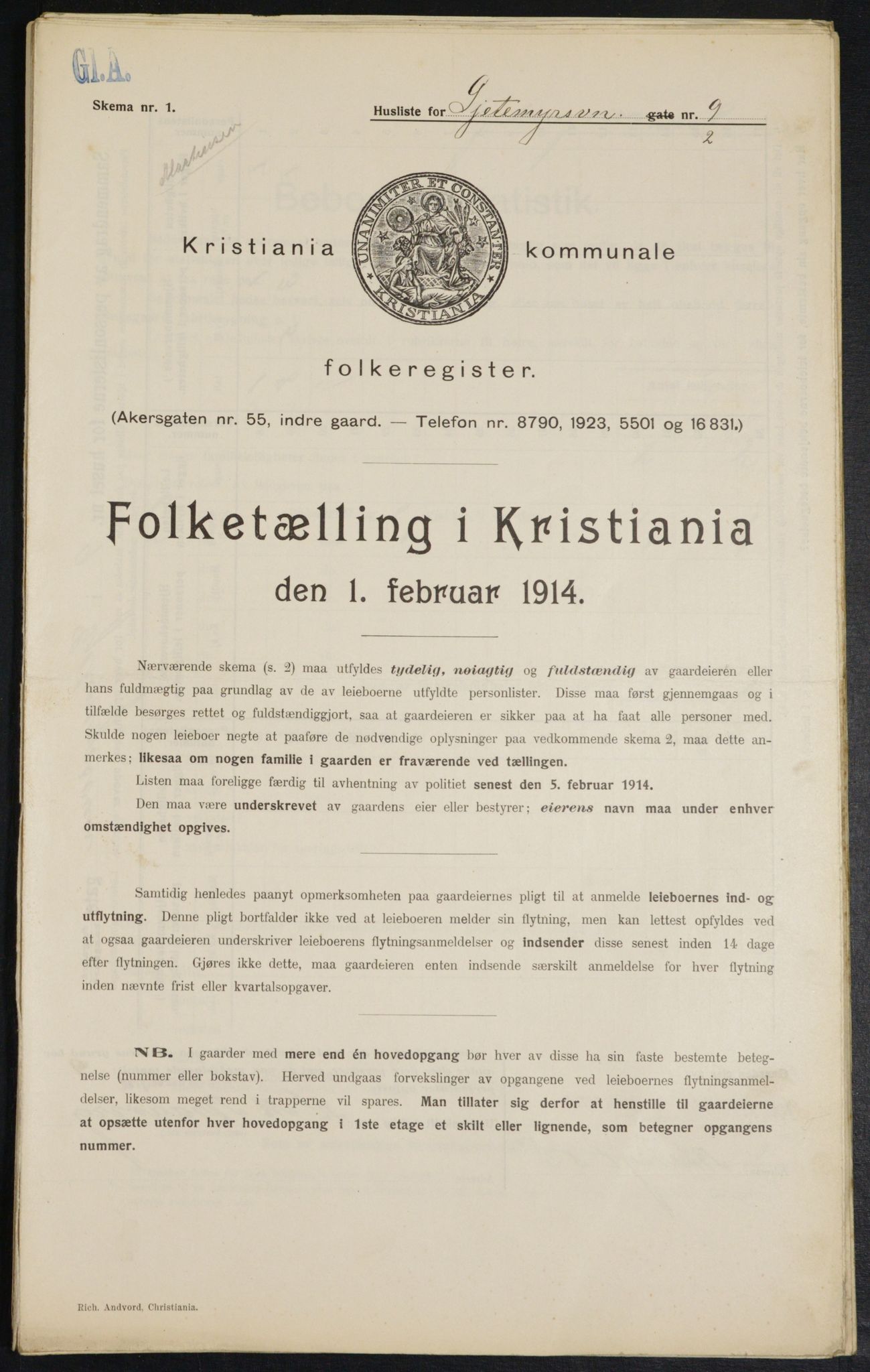 OBA, Kommunal folketelling 1.2.1914 for Kristiania, 1914, s. 28915