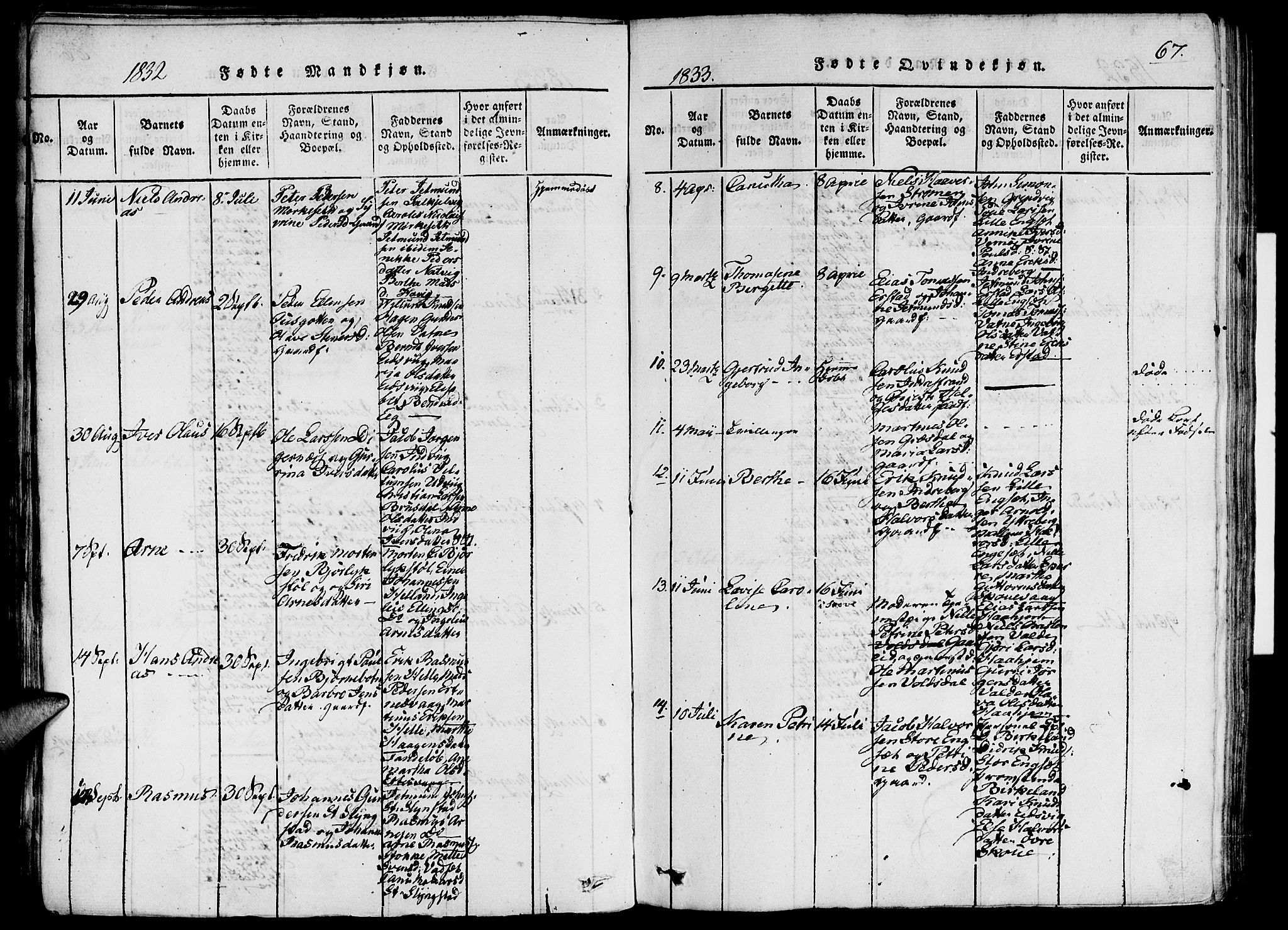 Ministerialprotokoller, klokkerbøker og fødselsregistre - Møre og Romsdal, AV/SAT-A-1454/524/L0351: Ministerialbok nr. 524A03, 1816-1838, s. 67