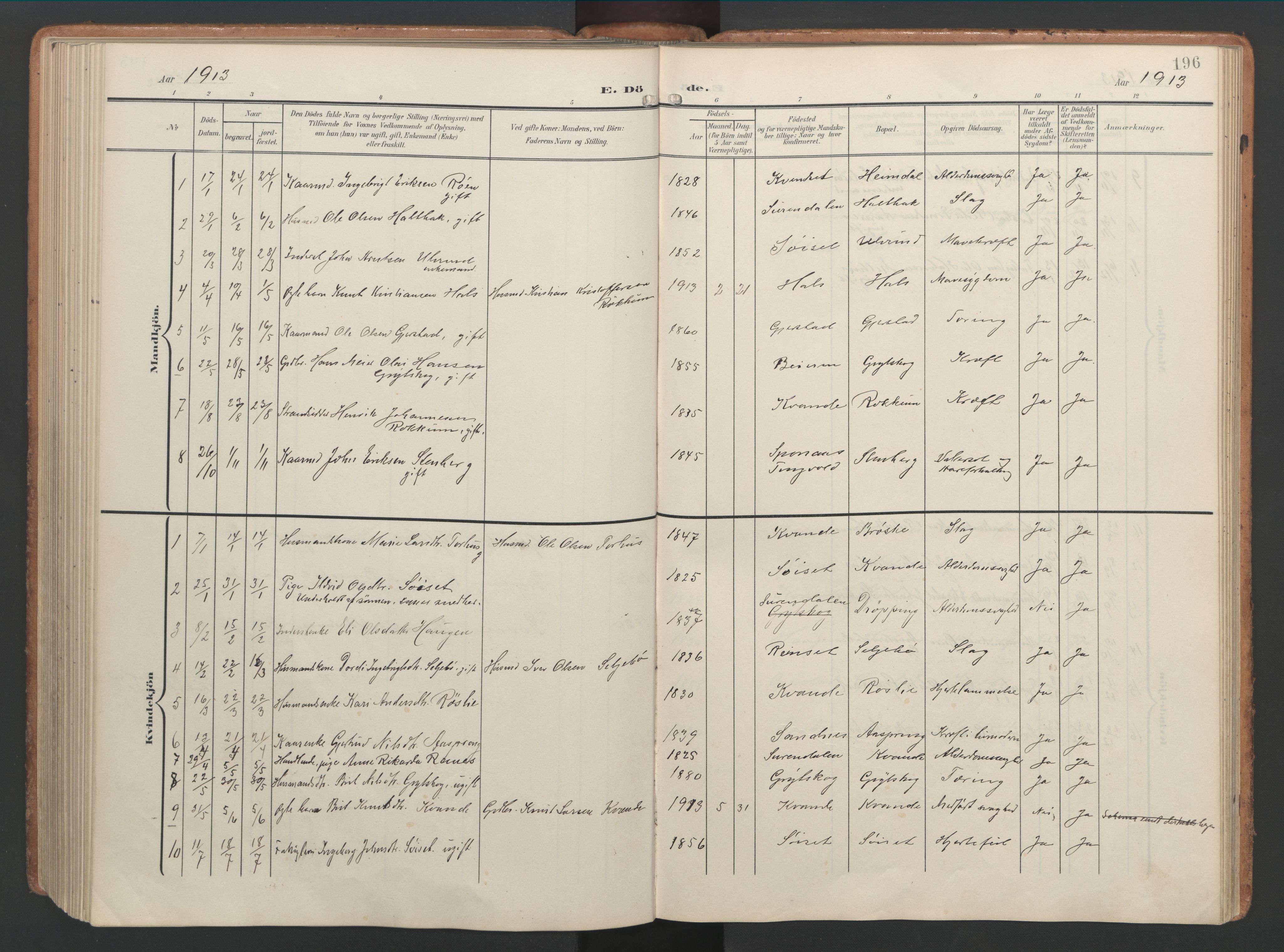 Ministerialprotokoller, klokkerbøker og fødselsregistre - Møre og Romsdal, SAT/A-1454/592/L1030: Ministerialbok nr. 592A08, 1901-1925, s. 196