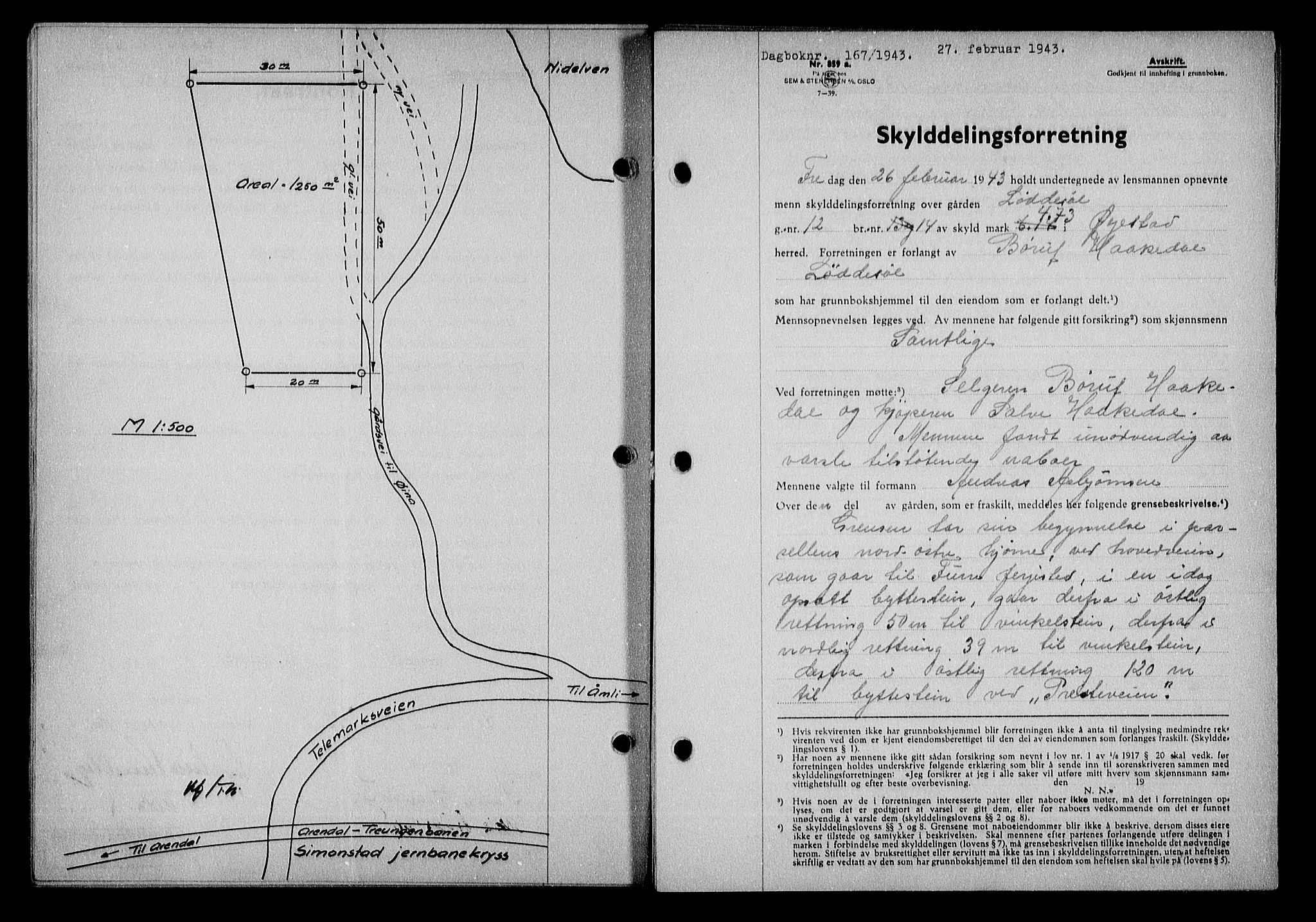 Nedenes sorenskriveri, AV/SAK-1221-0006/G/Gb/Gba/L0050: Pantebok nr. A-IV, 1942-1943, Dagboknr: 167/1943