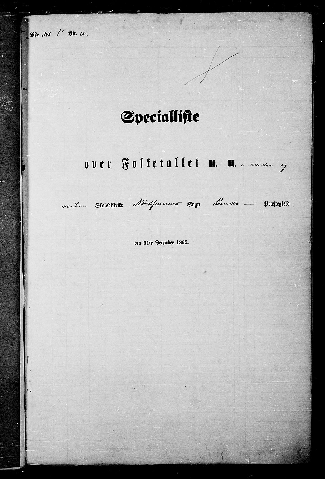RA, Folketelling 1865 for 0536P Land prestegjeld, 1865, s. 15