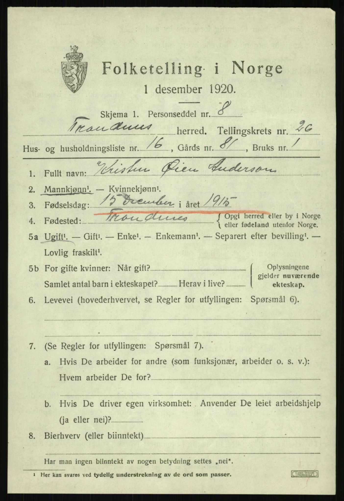 SATØ, Folketelling 1920 for 1914 Trondenes herred, 1920, s. 19044