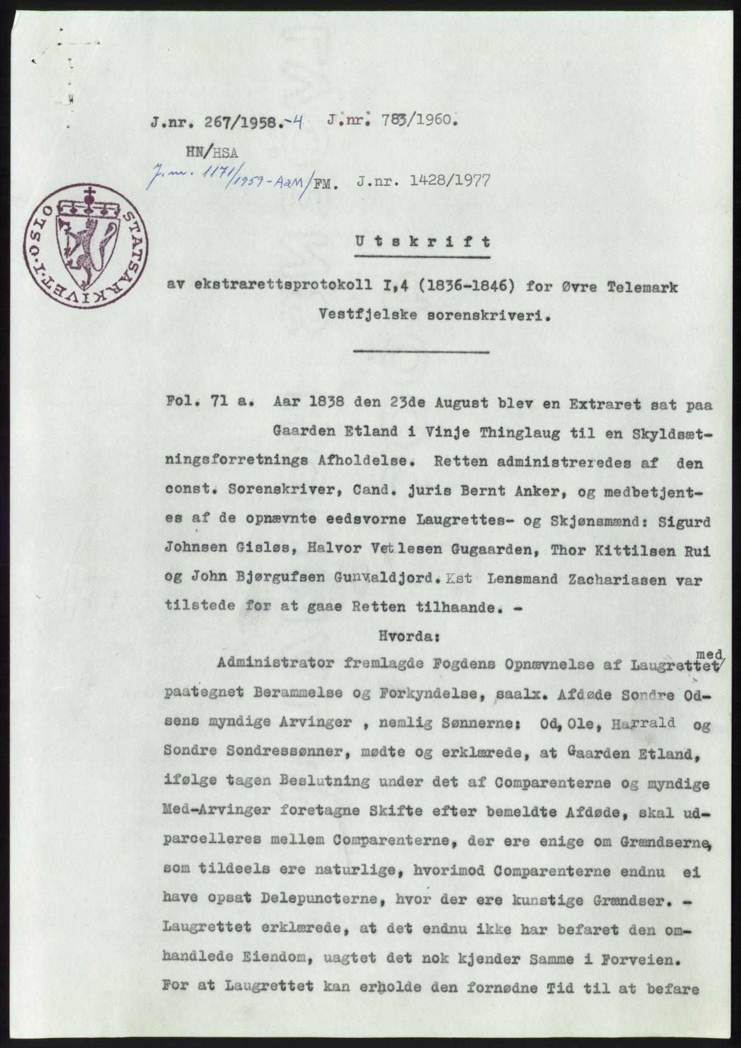 Statsarkivet i Kongsberg, SAKO/A-0001, 1958, s. 109