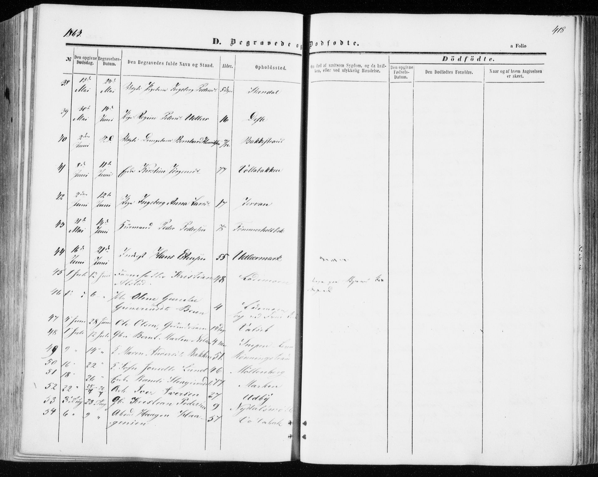 Ministerialprotokoller, klokkerbøker og fødselsregistre - Sør-Trøndelag, AV/SAT-A-1456/606/L0292: Ministerialbok nr. 606A07, 1856-1865, s. 418