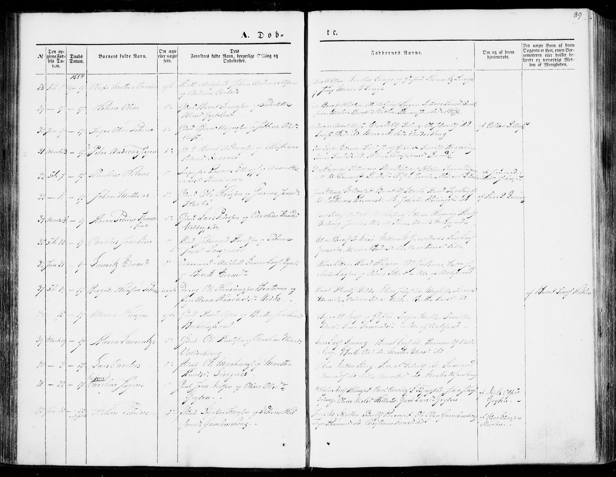 Ministerialprotokoller, klokkerbøker og fødselsregistre - Møre og Romsdal, AV/SAT-A-1454/528/L0397: Ministerialbok nr. 528A08, 1848-1858, s. 89