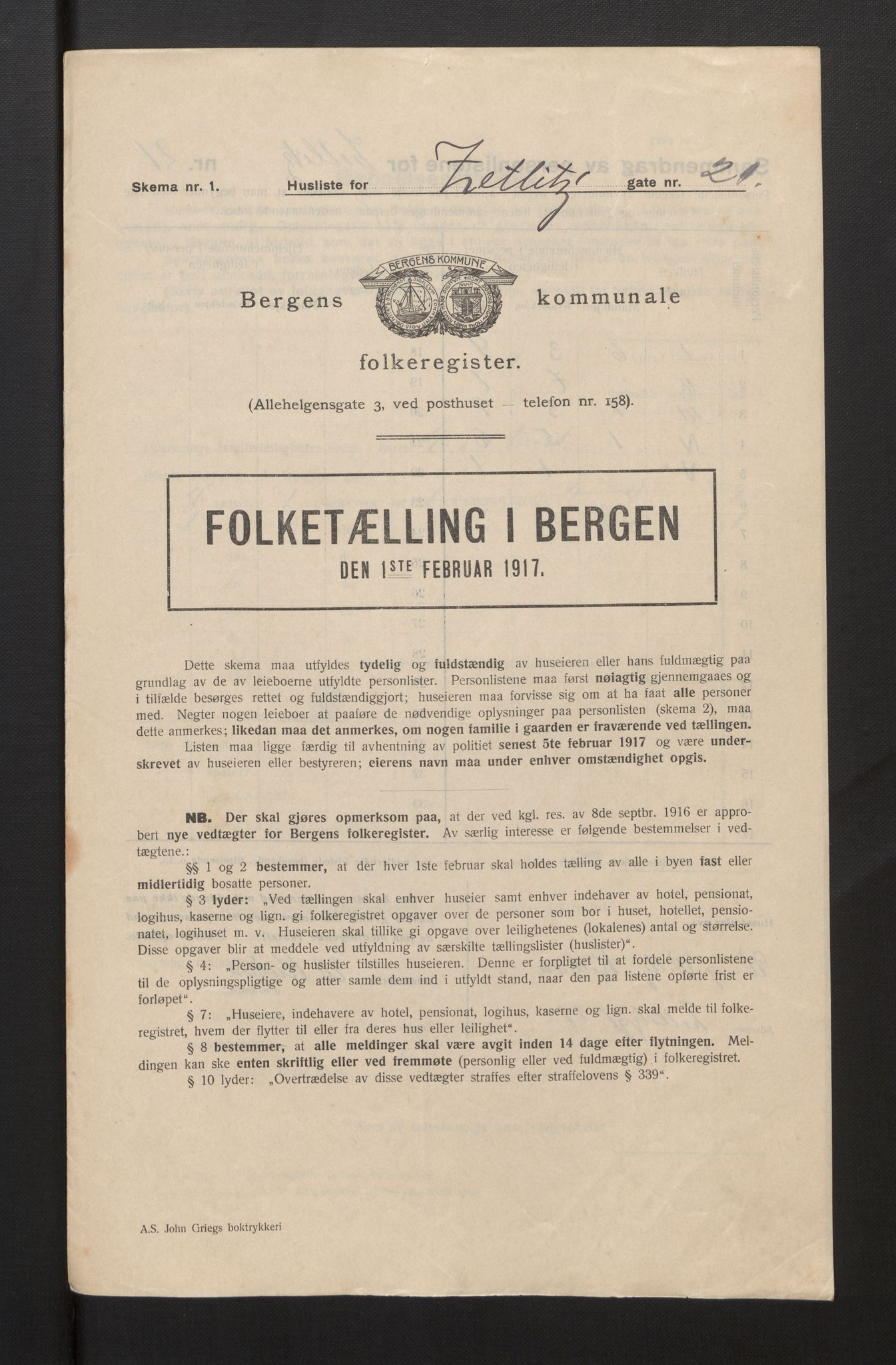 SAB, Kommunal folketelling 1917 for Bergen kjøpstad, 1917, s. 45661
