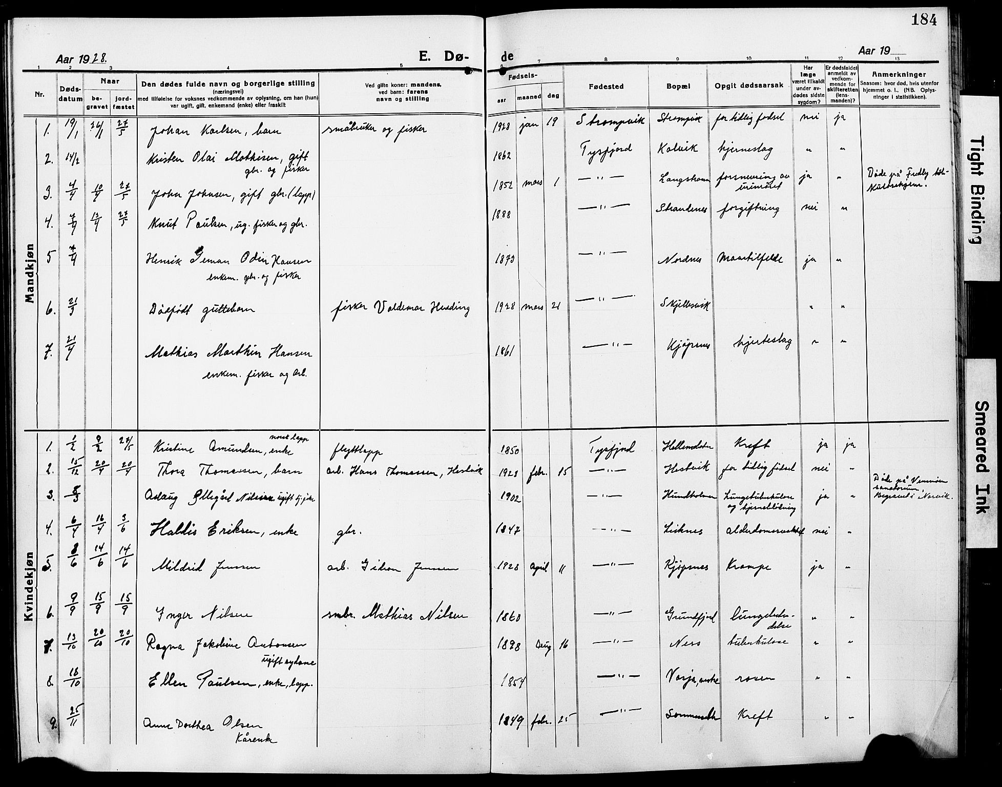 Ministerialprotokoller, klokkerbøker og fødselsregistre - Nordland, SAT/A-1459/861/L0878: Klokkerbok nr. 861C04, 1917-1928, s. 184