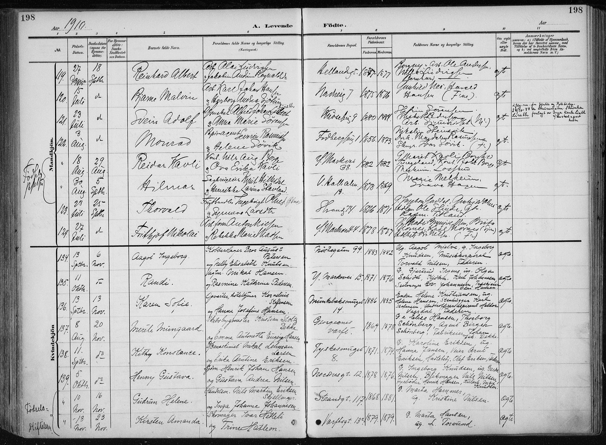 Nykirken Sokneprestembete, AV/SAB-A-77101/H/Haa/L0019: Ministerialbok nr. B 7, 1904-1916, s. 198