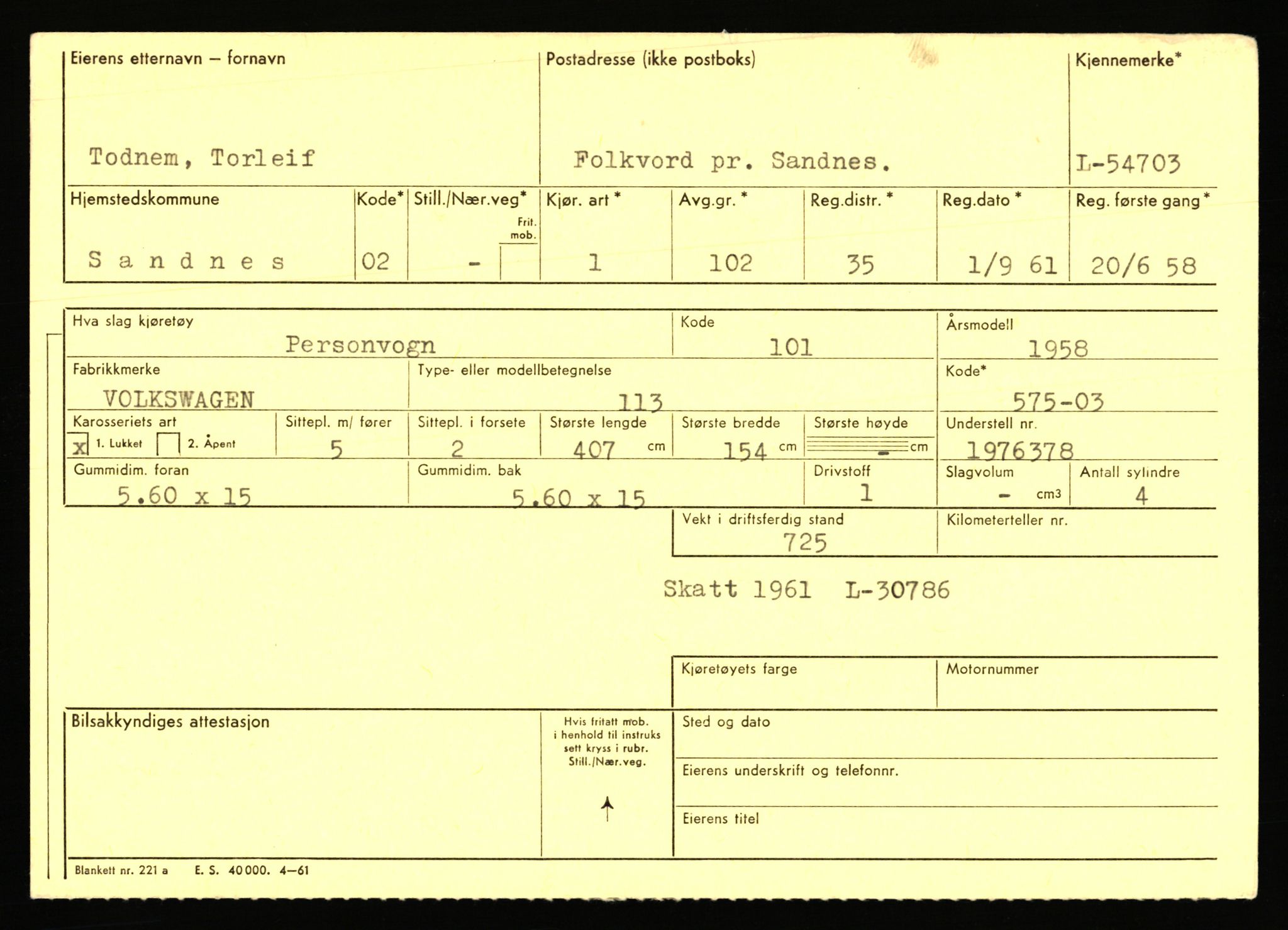 Stavanger trafikkstasjon, AV/SAST-A-101942/0/F/L0054: L-54200 - L-55699, 1930-1971, s. 1061