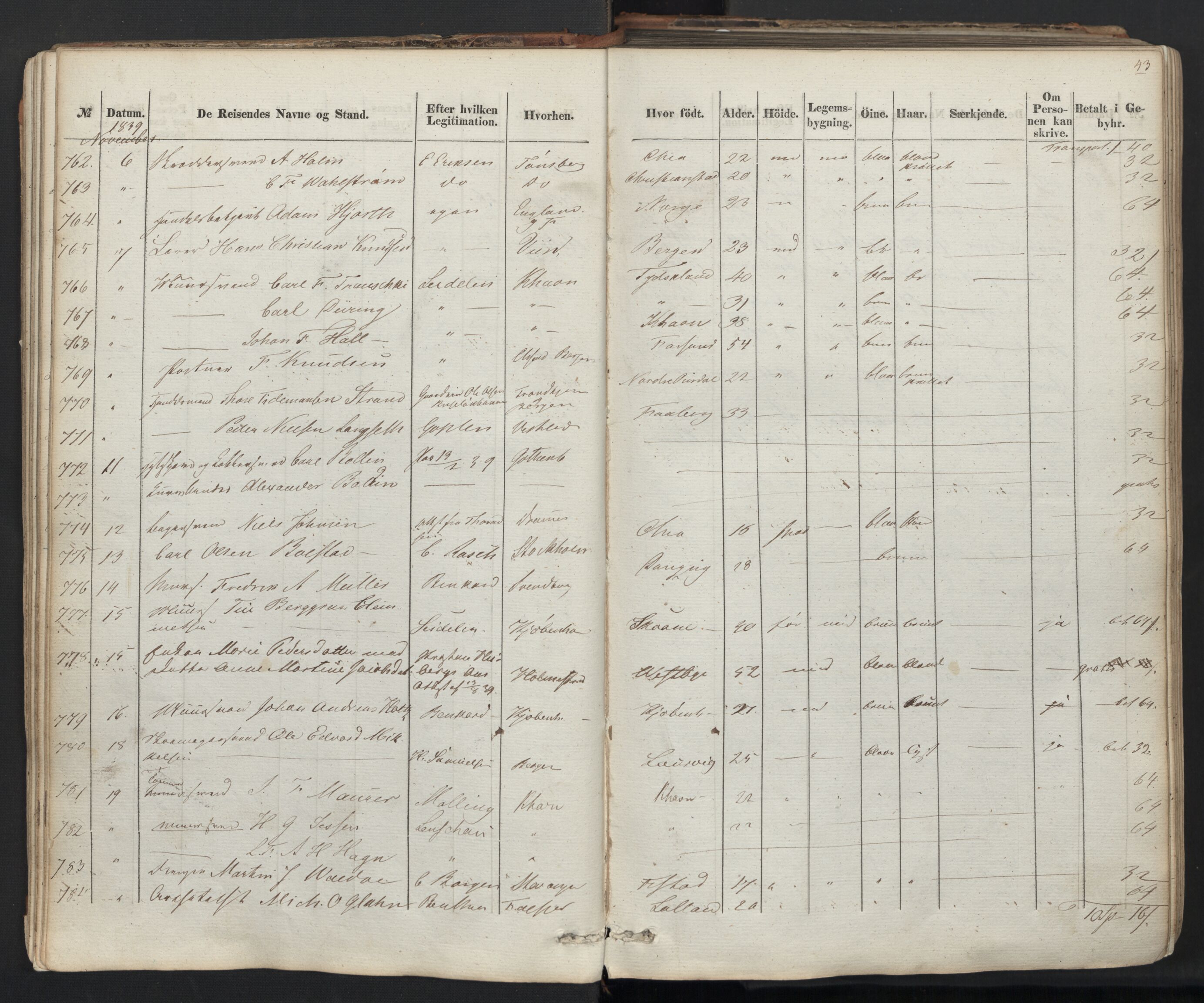 Oslo politidistrikt, AV/SAO-A-10085/E/Ee/Eea/L0004: Passprotokoll, 1838-1848