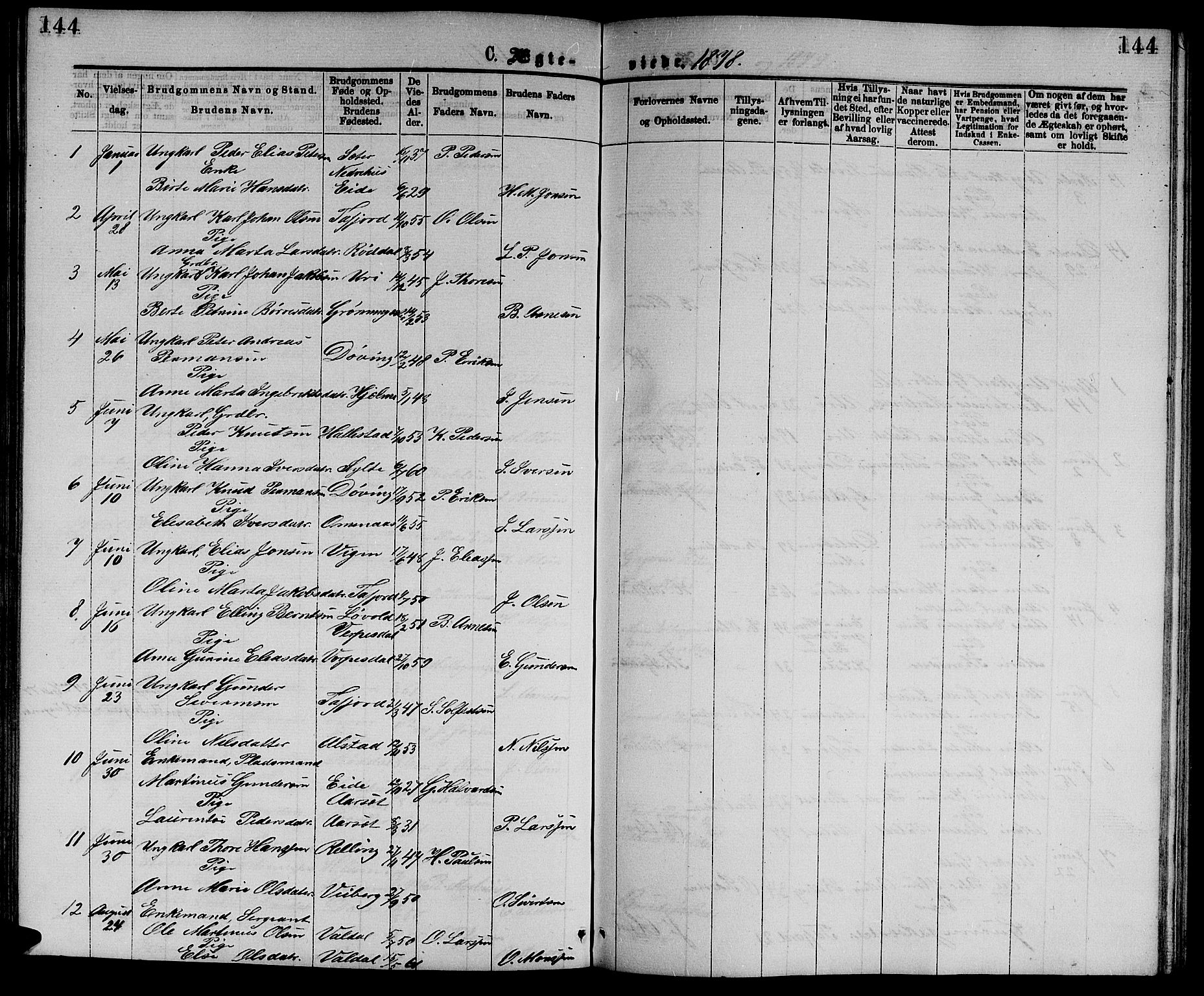 Ministerialprotokoller, klokkerbøker og fødselsregistre - Møre og Romsdal, AV/SAT-A-1454/519/L0262: Klokkerbok nr. 519C03, 1866-1884, s. 144