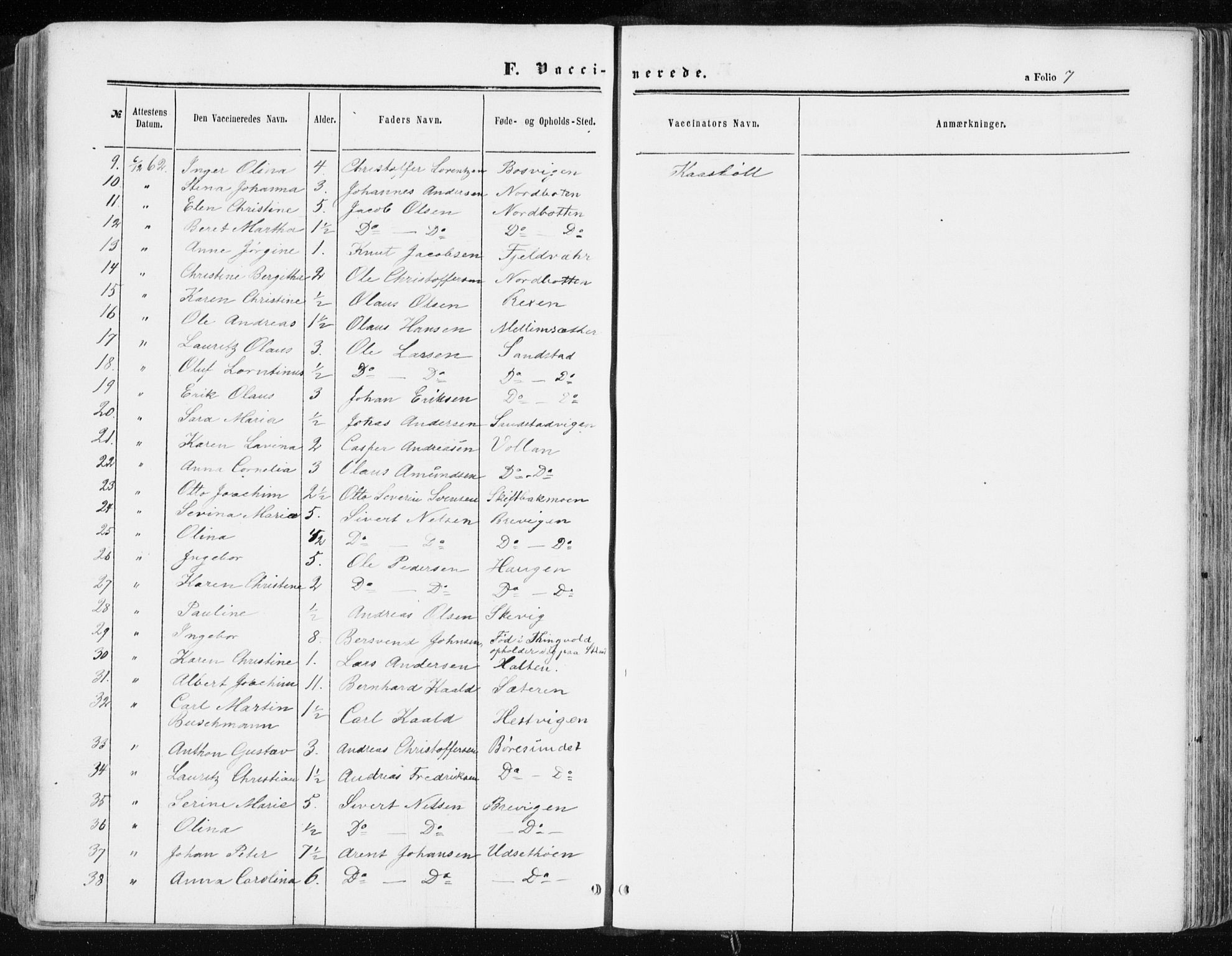 Ministerialprotokoller, klokkerbøker og fødselsregistre - Sør-Trøndelag, SAT/A-1456/634/L0531: Ministerialbok nr. 634A07, 1861-1870, s. 7