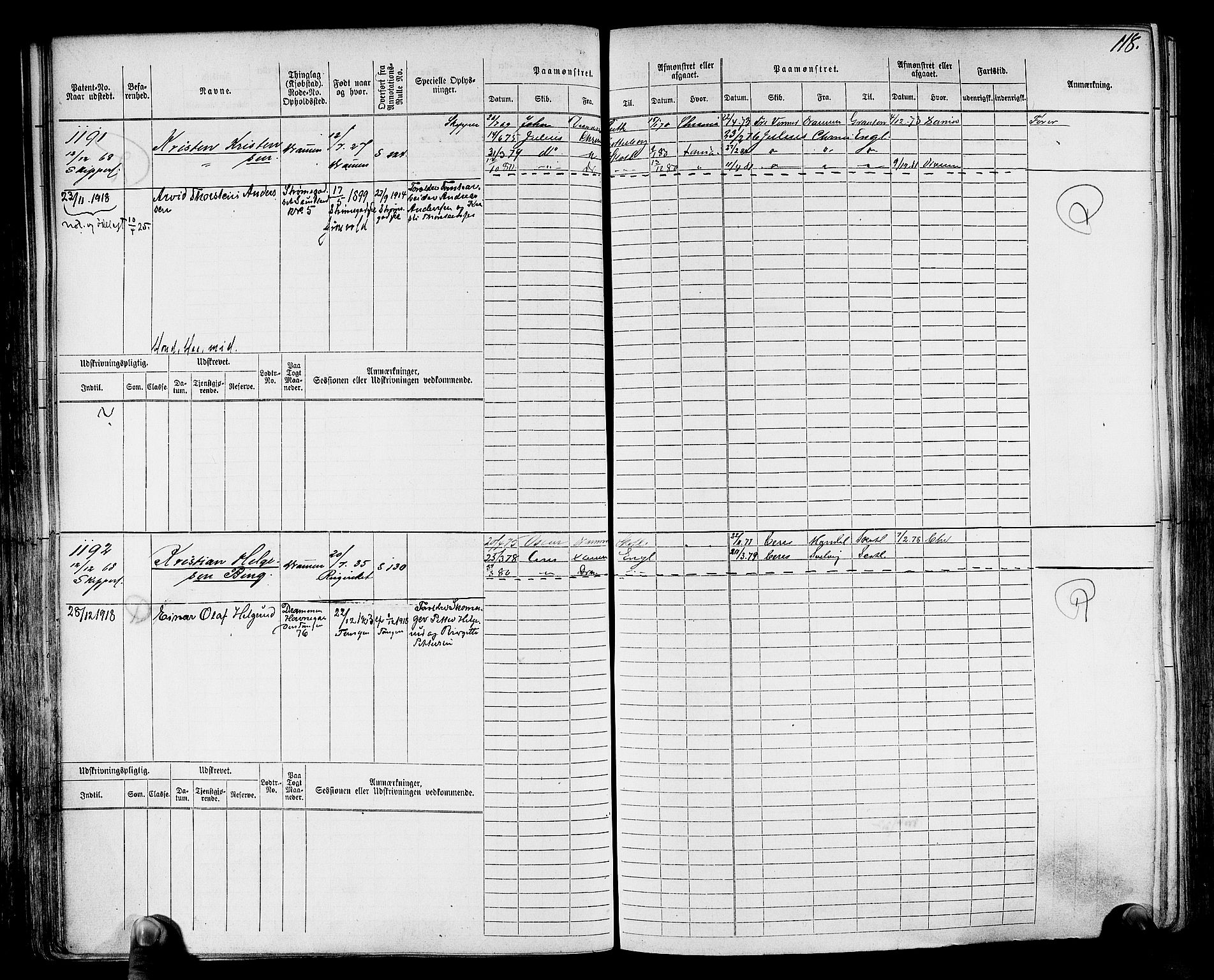 Drammen innrulleringsdistrikt, AV/SAKO-A-781/F/Fc/L0002: Hovedrulle, 1869, s. 121