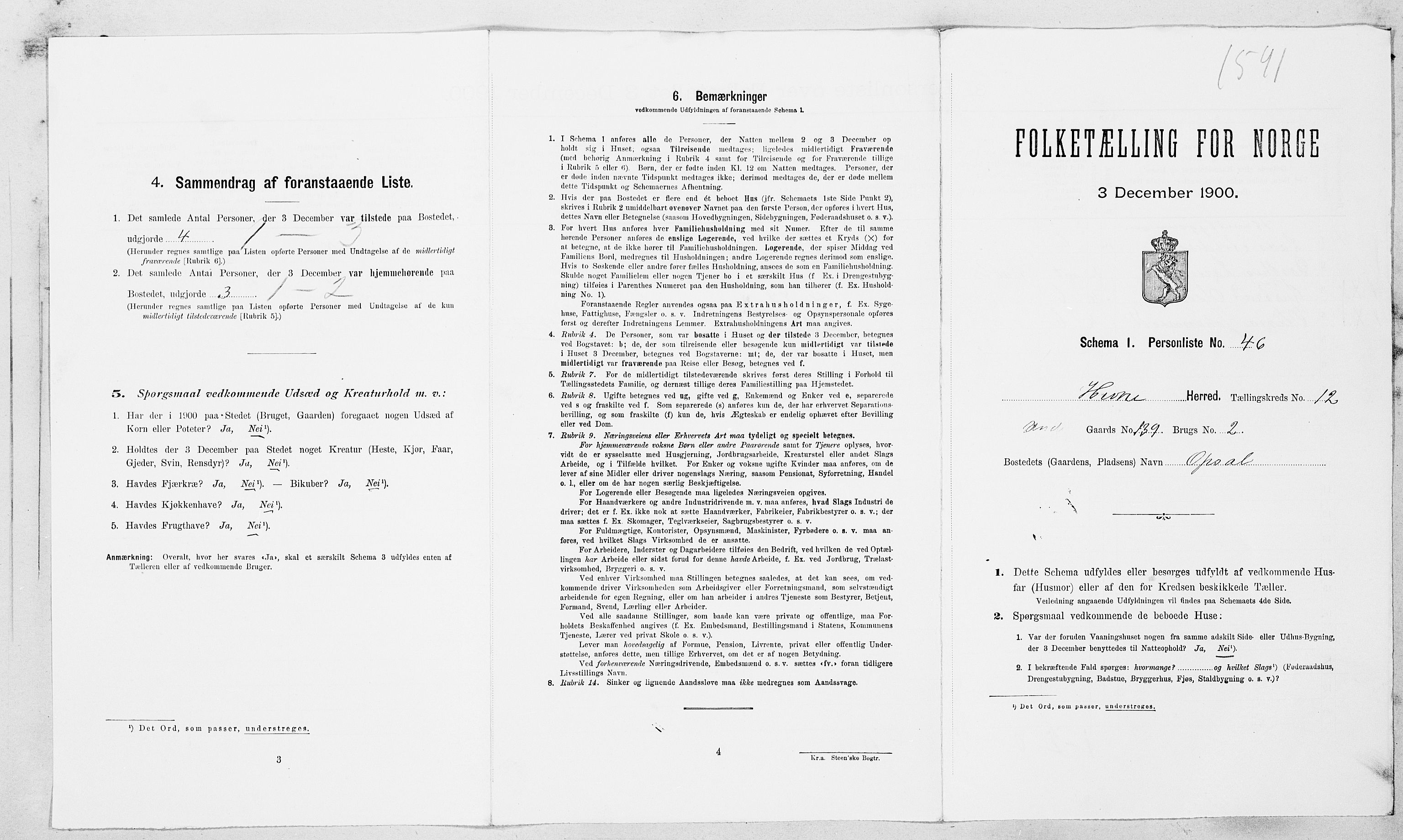 SAT, Folketelling 1900 for 1612 Hemne herred, 1900, s. 1609