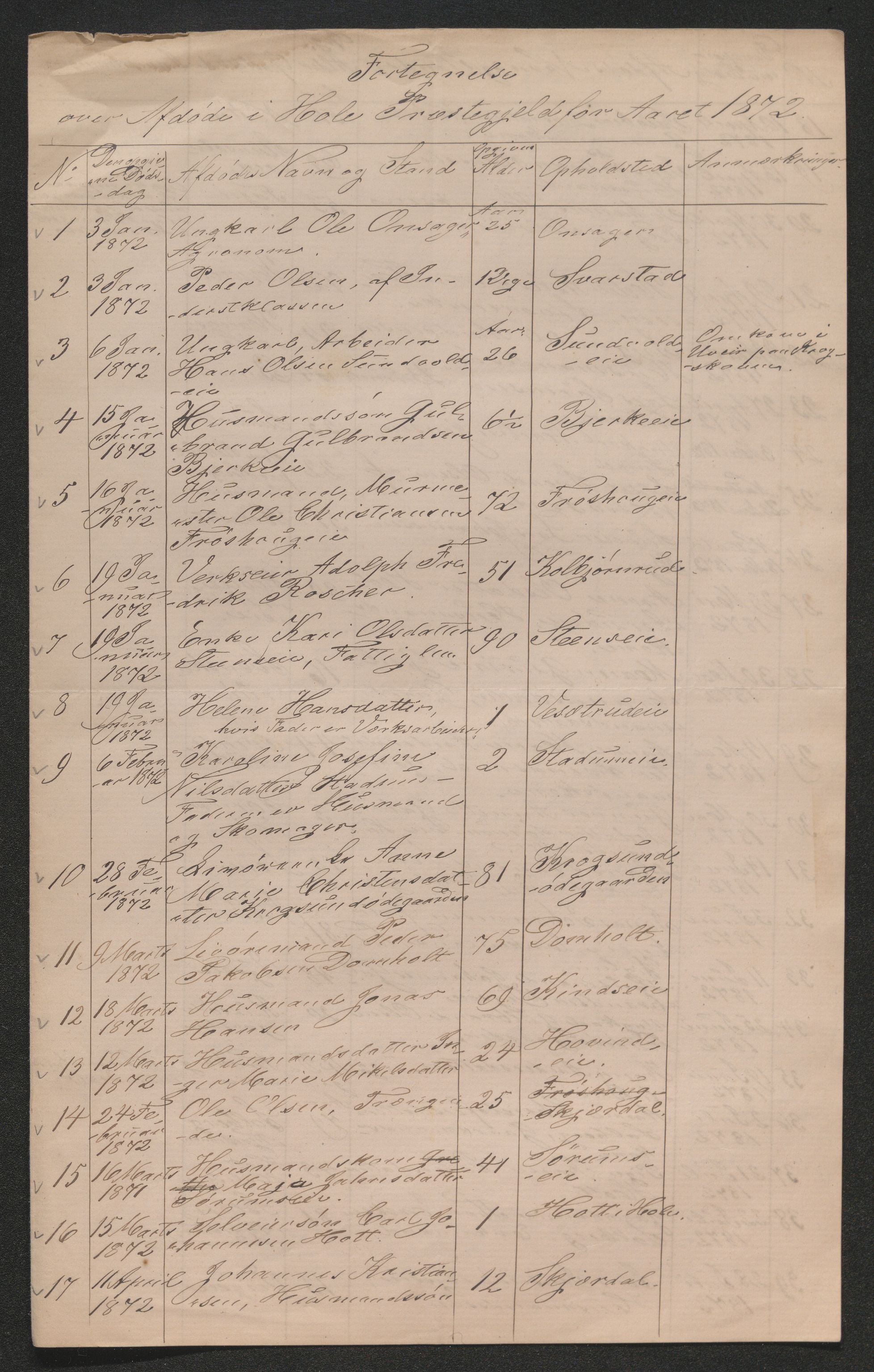 Ringerike sorenskriveri, AV/SAKO-A-105/H/Ha/Hab/L0018: Dødsfallslister Hole, 1838-1925