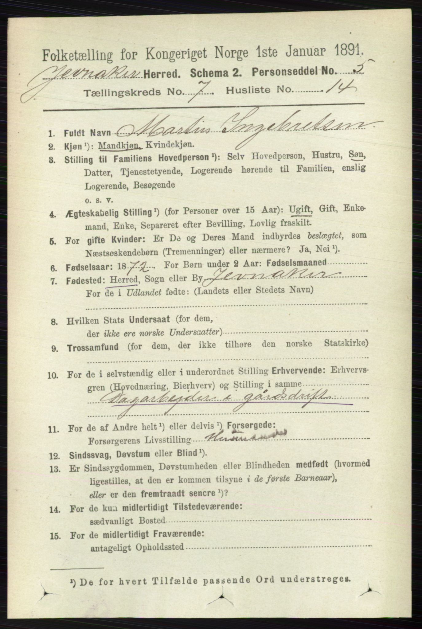 RA, Folketelling 1891 for 0532 Jevnaker herred, 1891, s. 3813