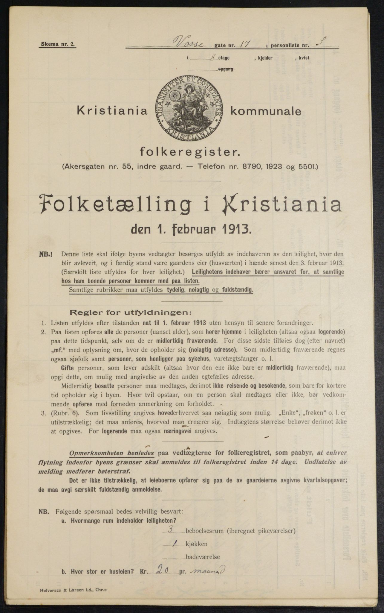OBA, Kommunal folketelling 1.2.1913 for Kristiania, 1913, s. 125366