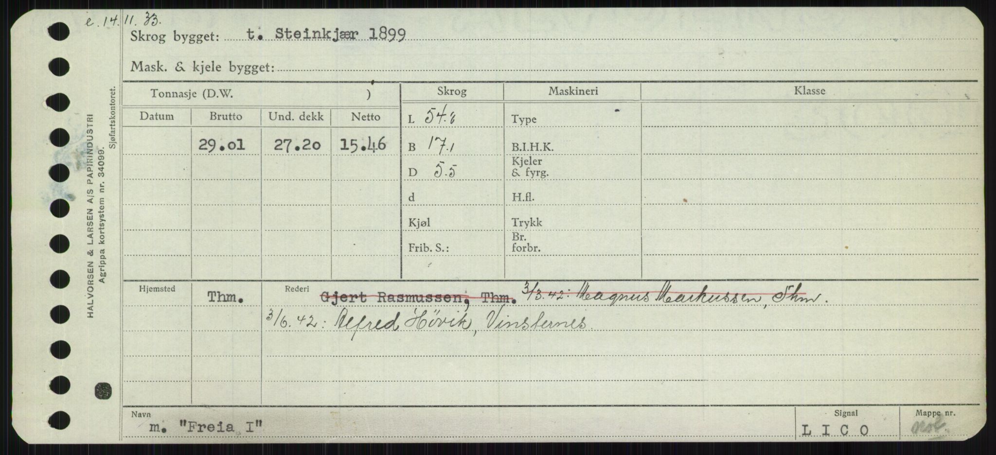 Sjøfartsdirektoratet med forløpere, Skipsmålingen, RA/S-1627/H/Ha/L0002/0001: Fartøy, Eik-Hill / Fartøy, Eik-F, s. 763